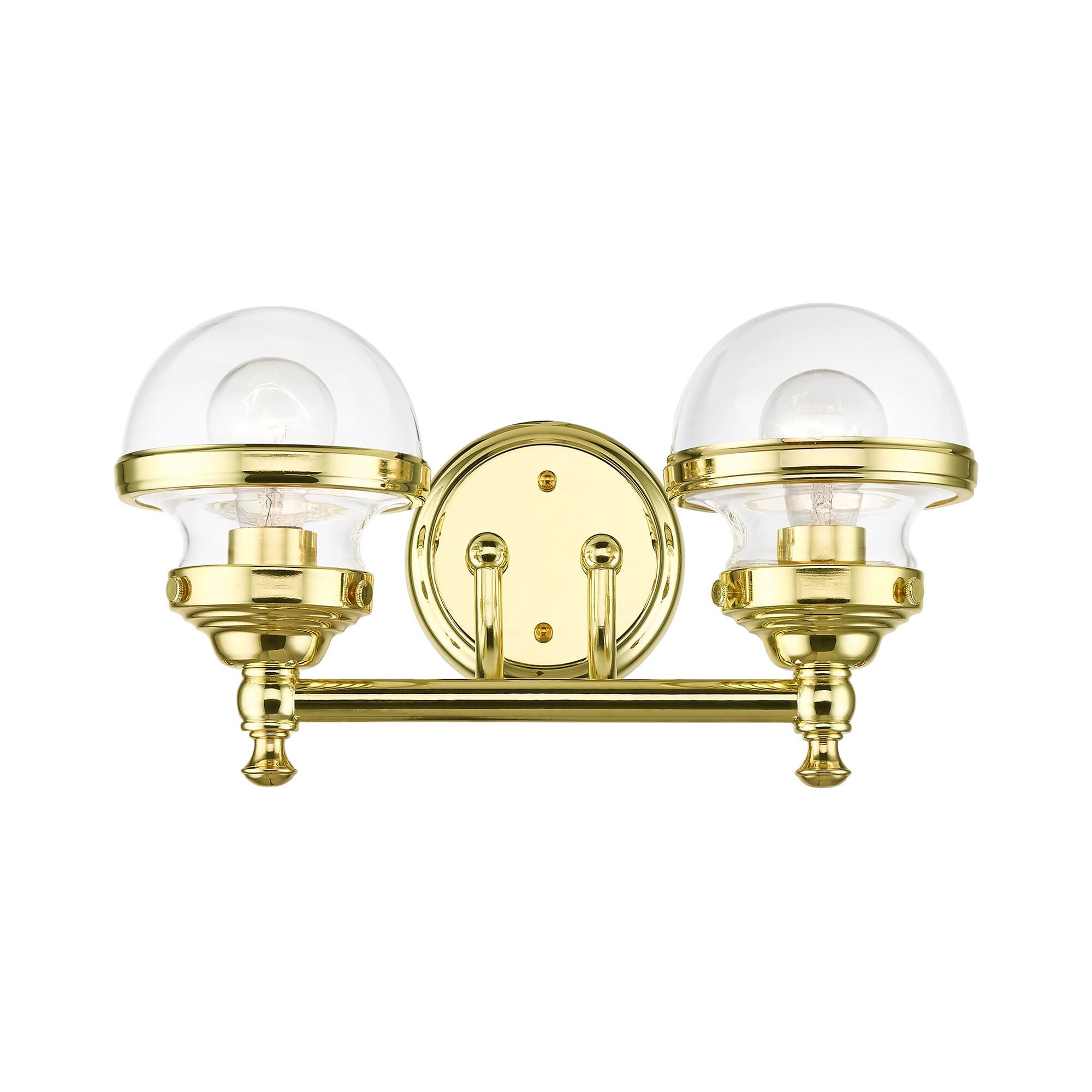 Shown in Polished Brass finish and Hand Blown Clear glass and Hand Blown Clear Glass shade