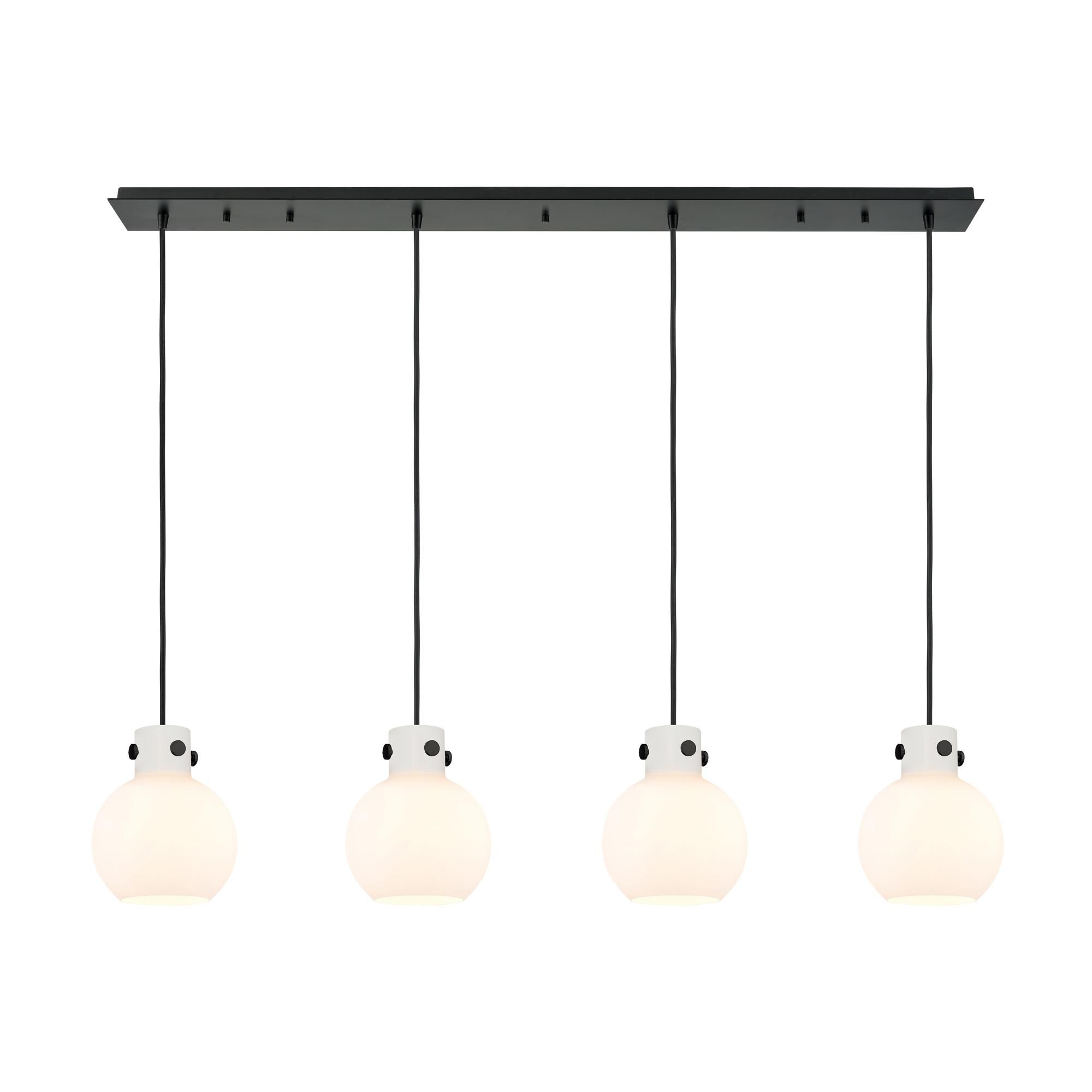 Shown in Matte Black finish and White glass and White Glass shade