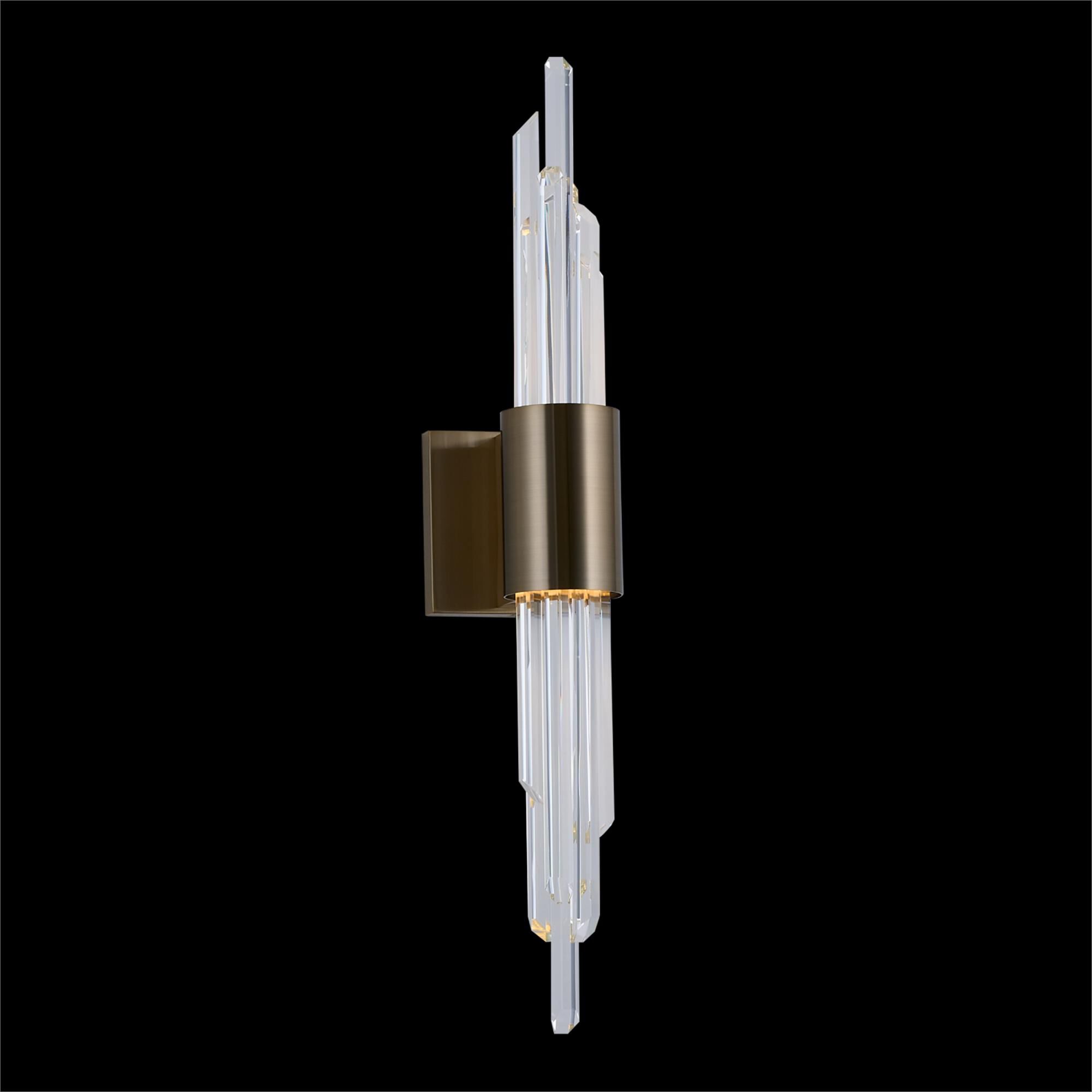 Shown in Brushed Champagne Gold finish and Clear Firenze crystal and 0 shade