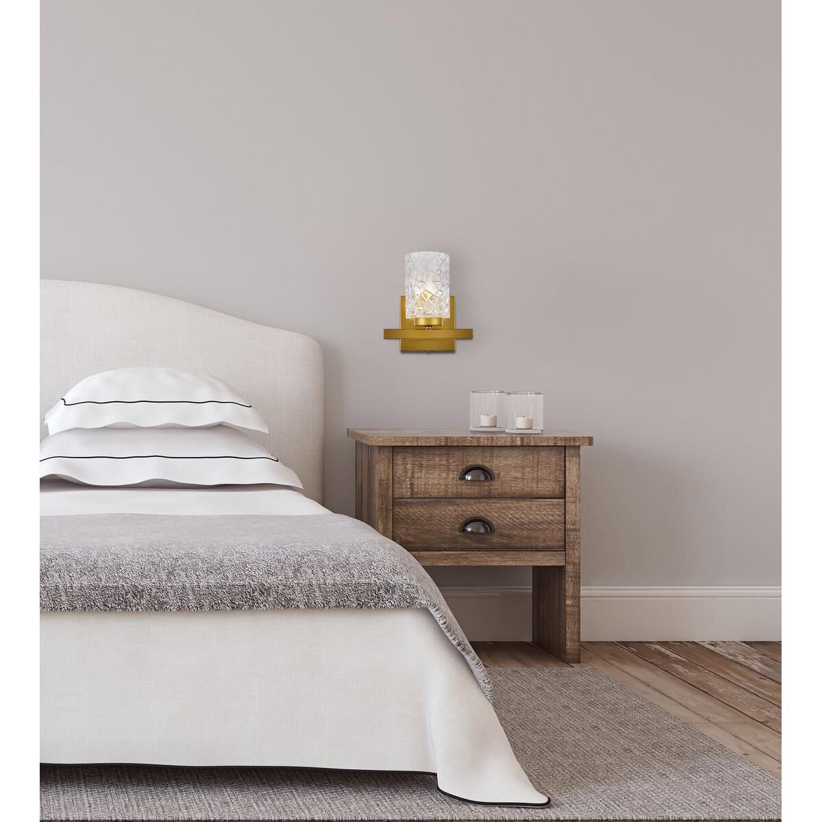 Shown in Brass finish and Clear glass