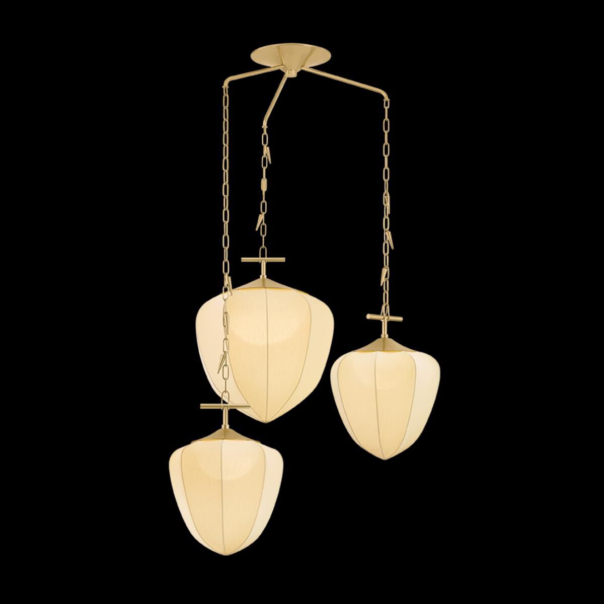 Shown in Vintage Brass finish and Silk shade