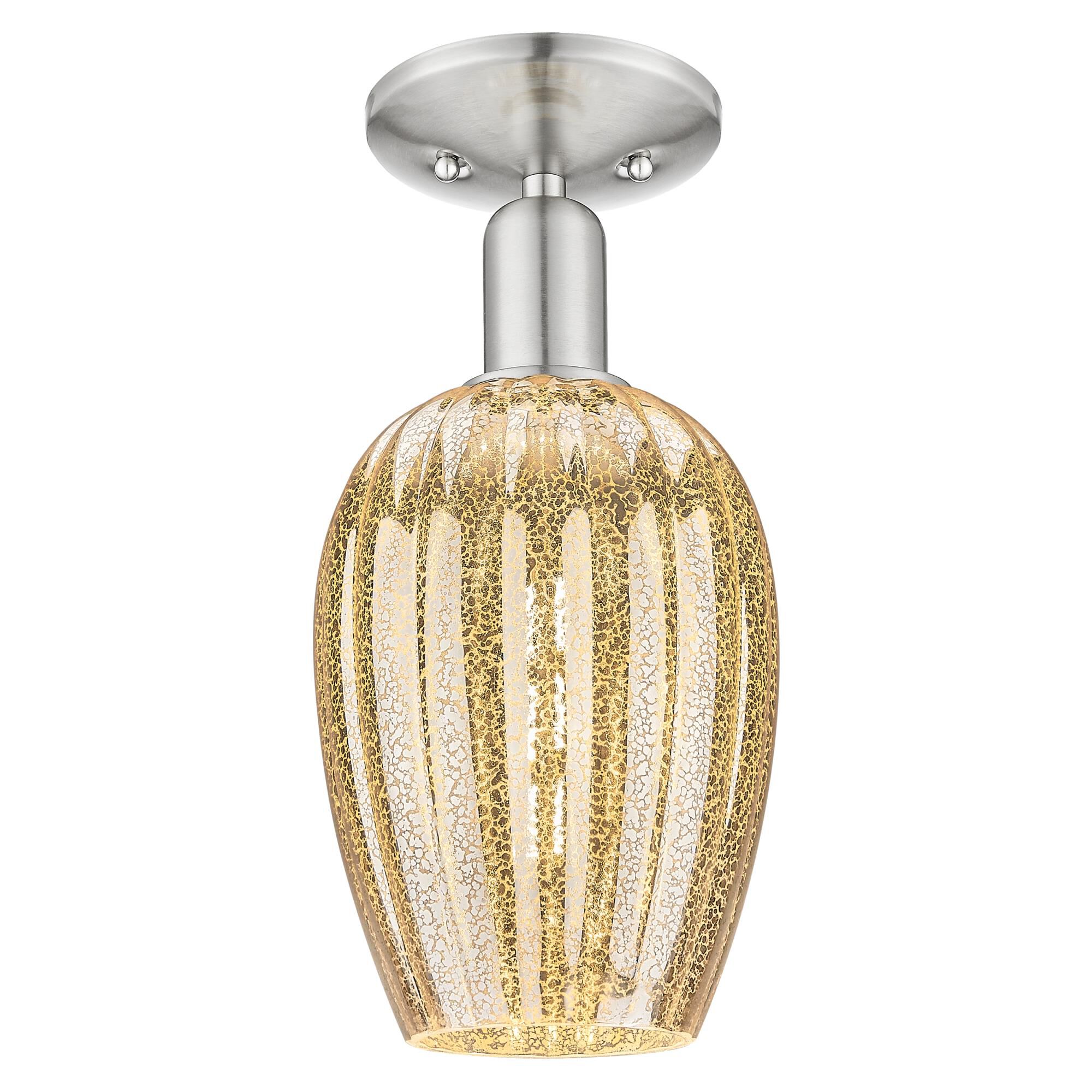 Shown in Brushed Satin Nickel finish and Mercury glass