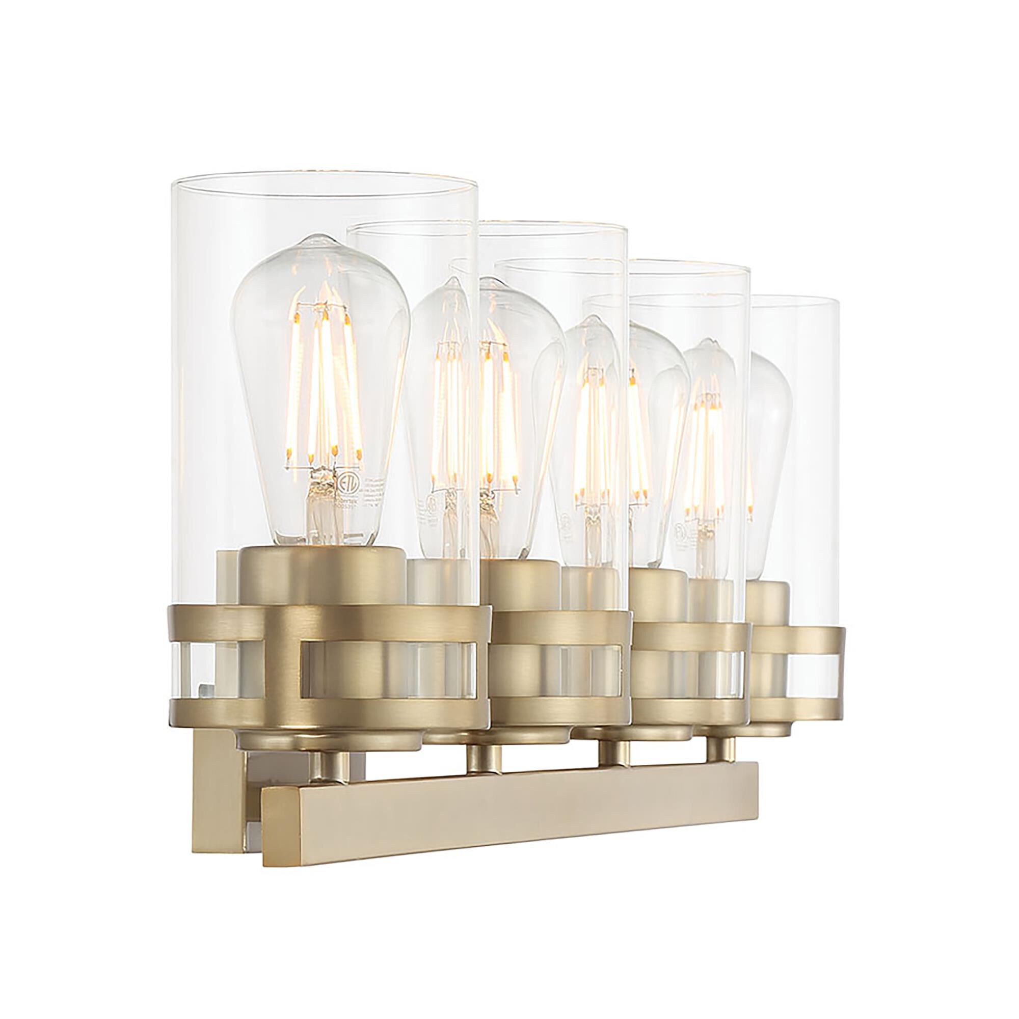 Shown in Modern Gold finish and Clear glass
