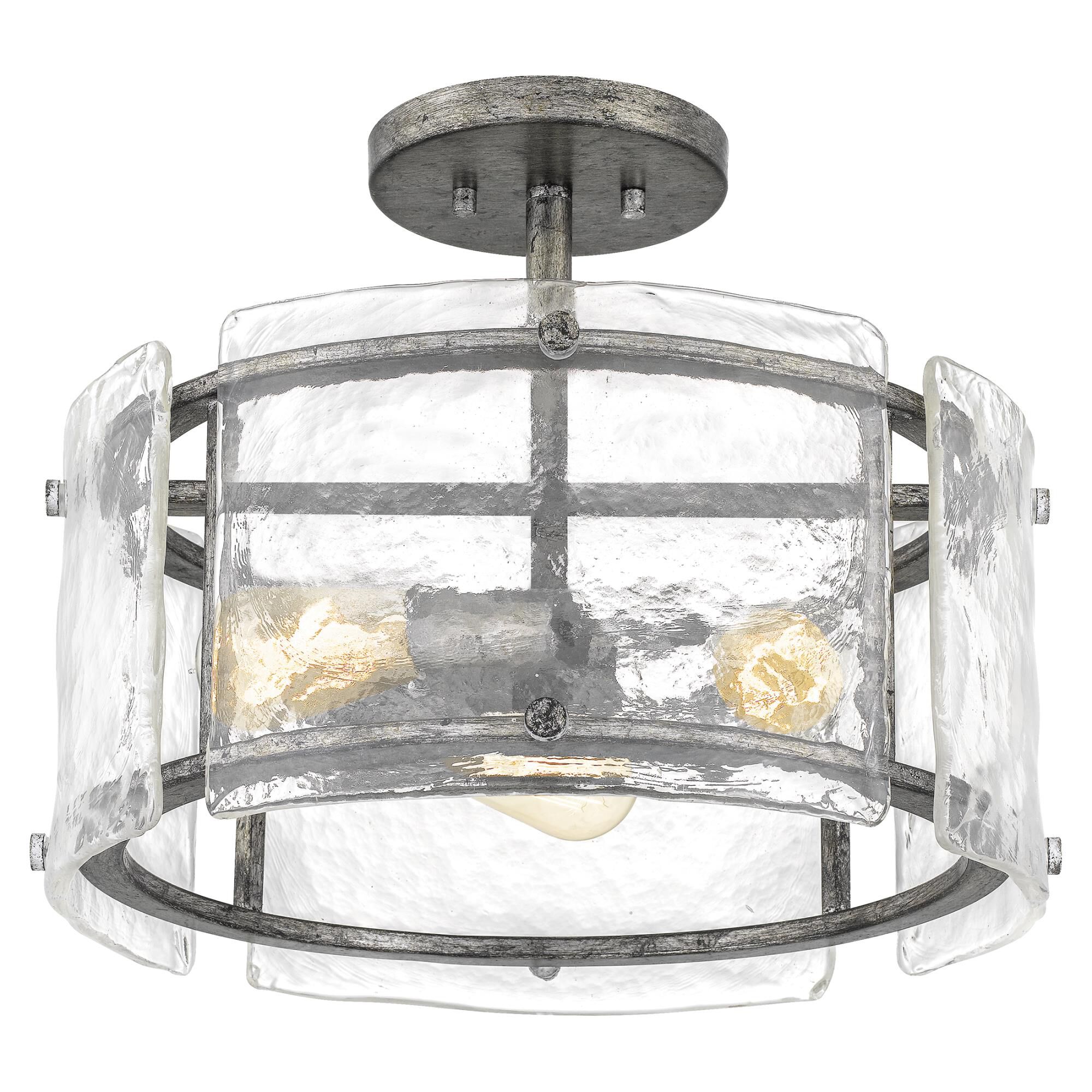 Shown in Mottled Silver finish and Clear Glass shade