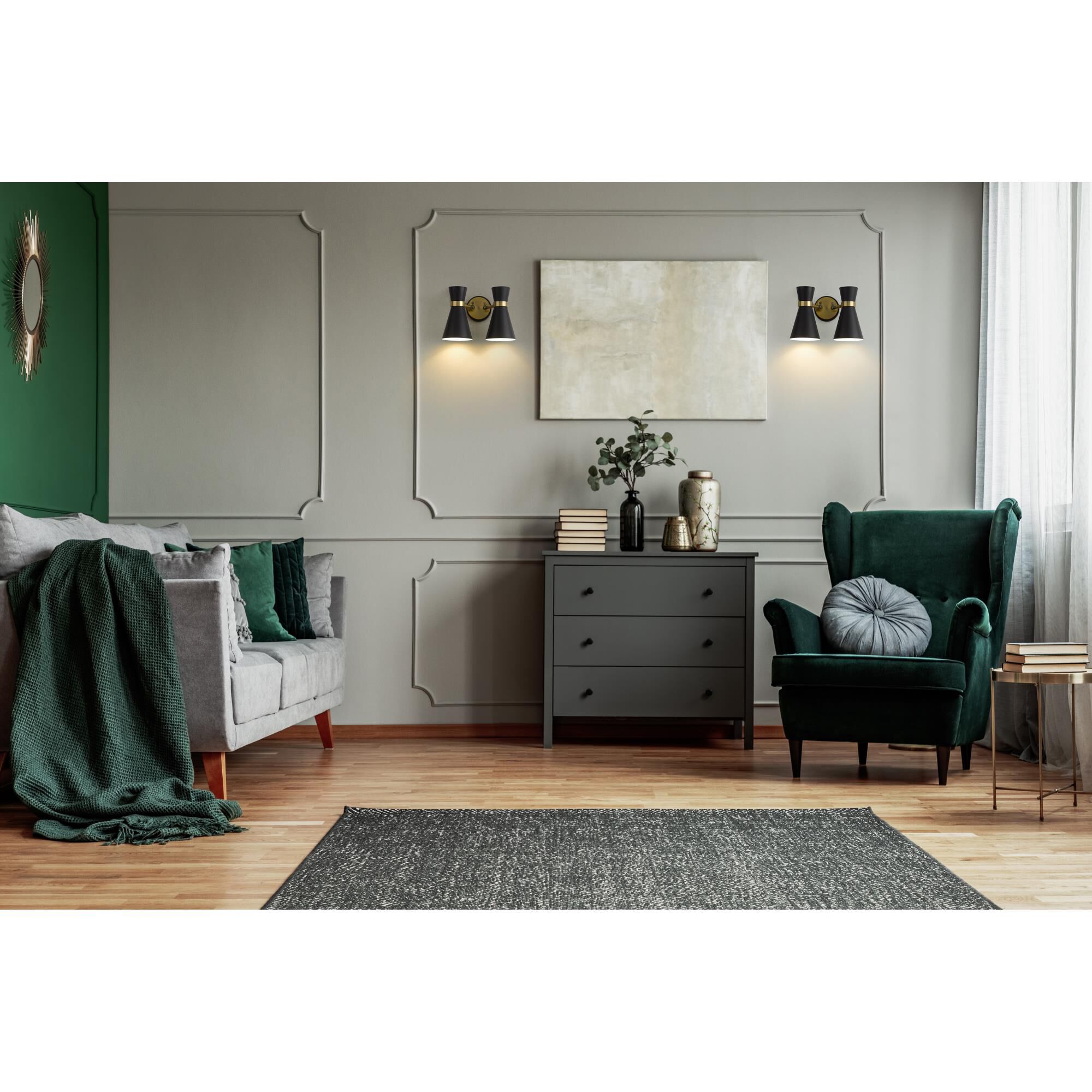 Shown in Matte Black + Heritage Brass finish and Metal glass and Metal shade