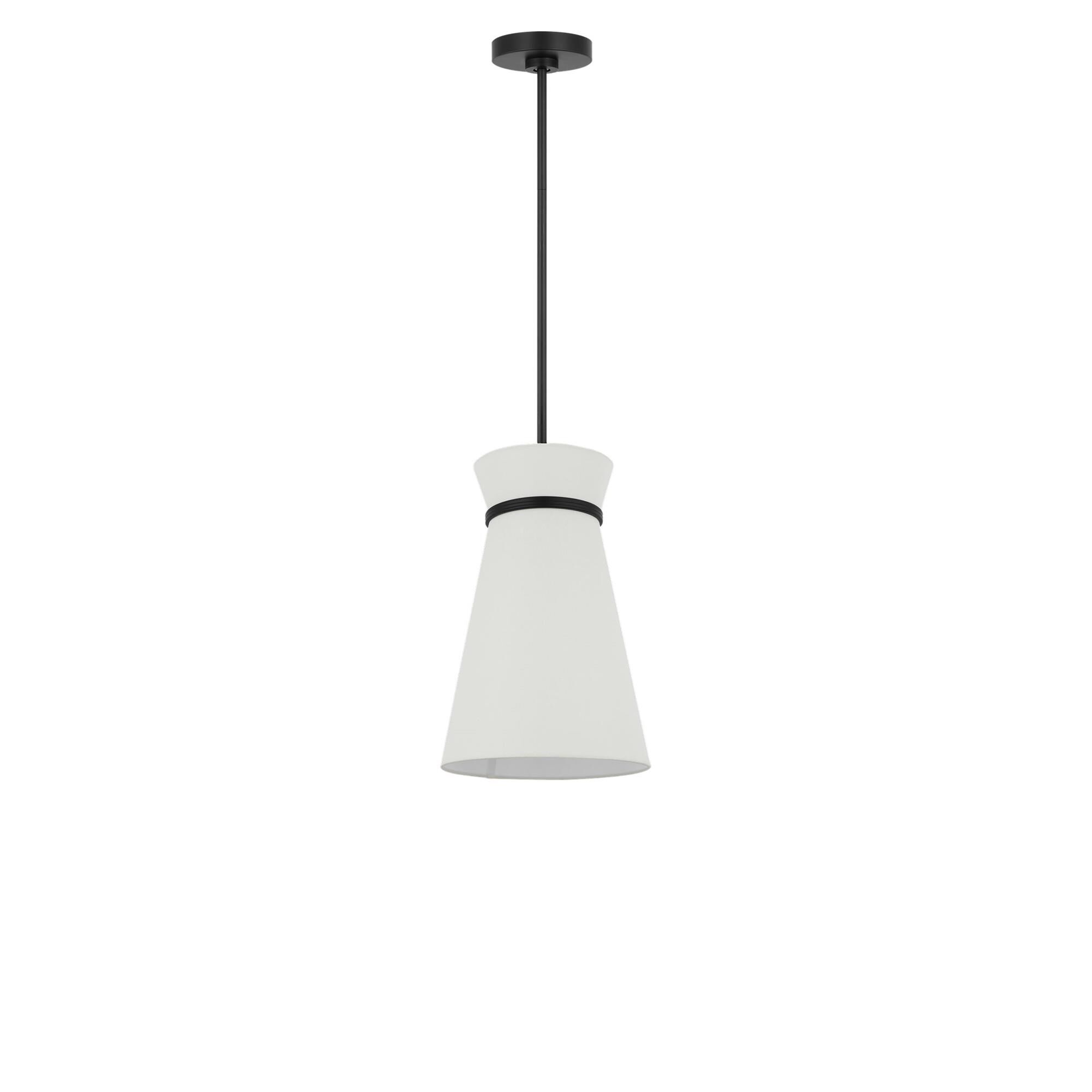 Shown in Midnight Black finish and White Linen shade
