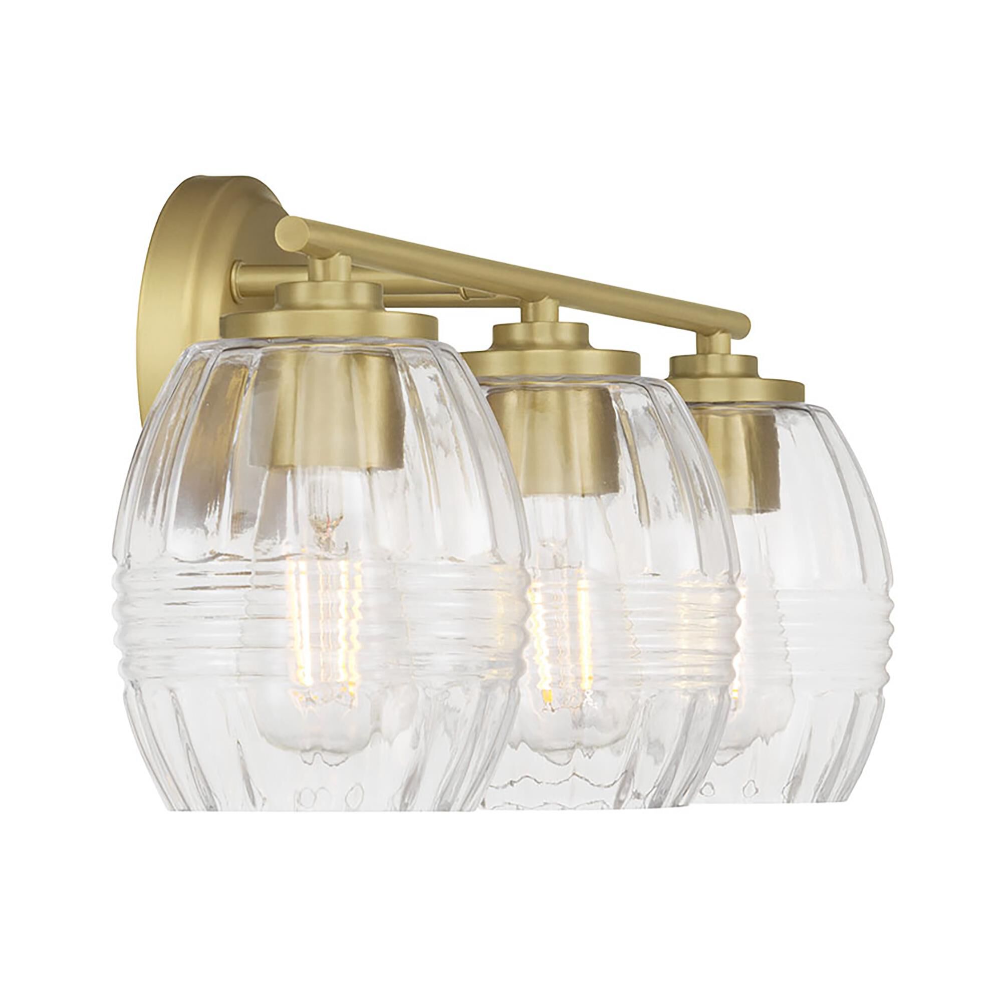 Shown in Vintage Brass finish and Clear glass