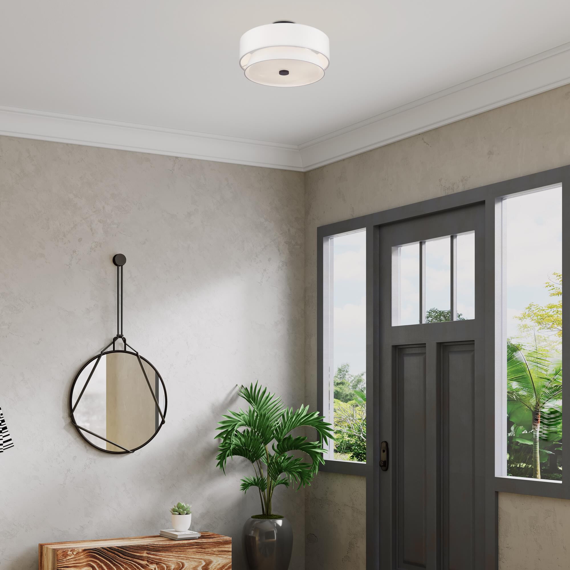 Shown in Bronze finish and Hand Crafted Off-White Fabric Hardbacks with White Fabric Inside shade