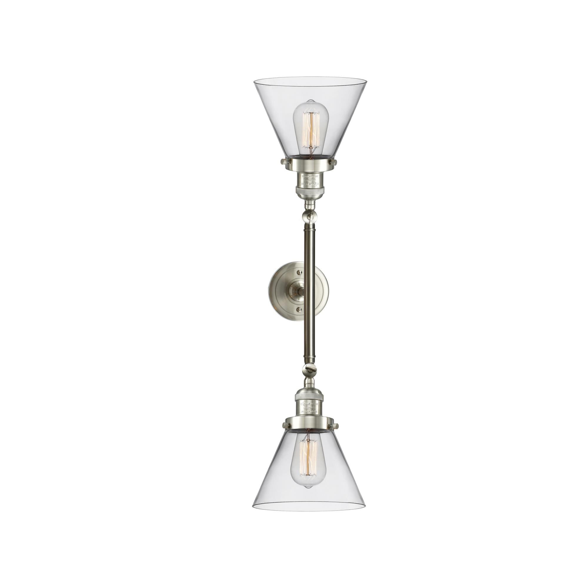 Shown in Brushed Satin Nickel finish and Clear glass