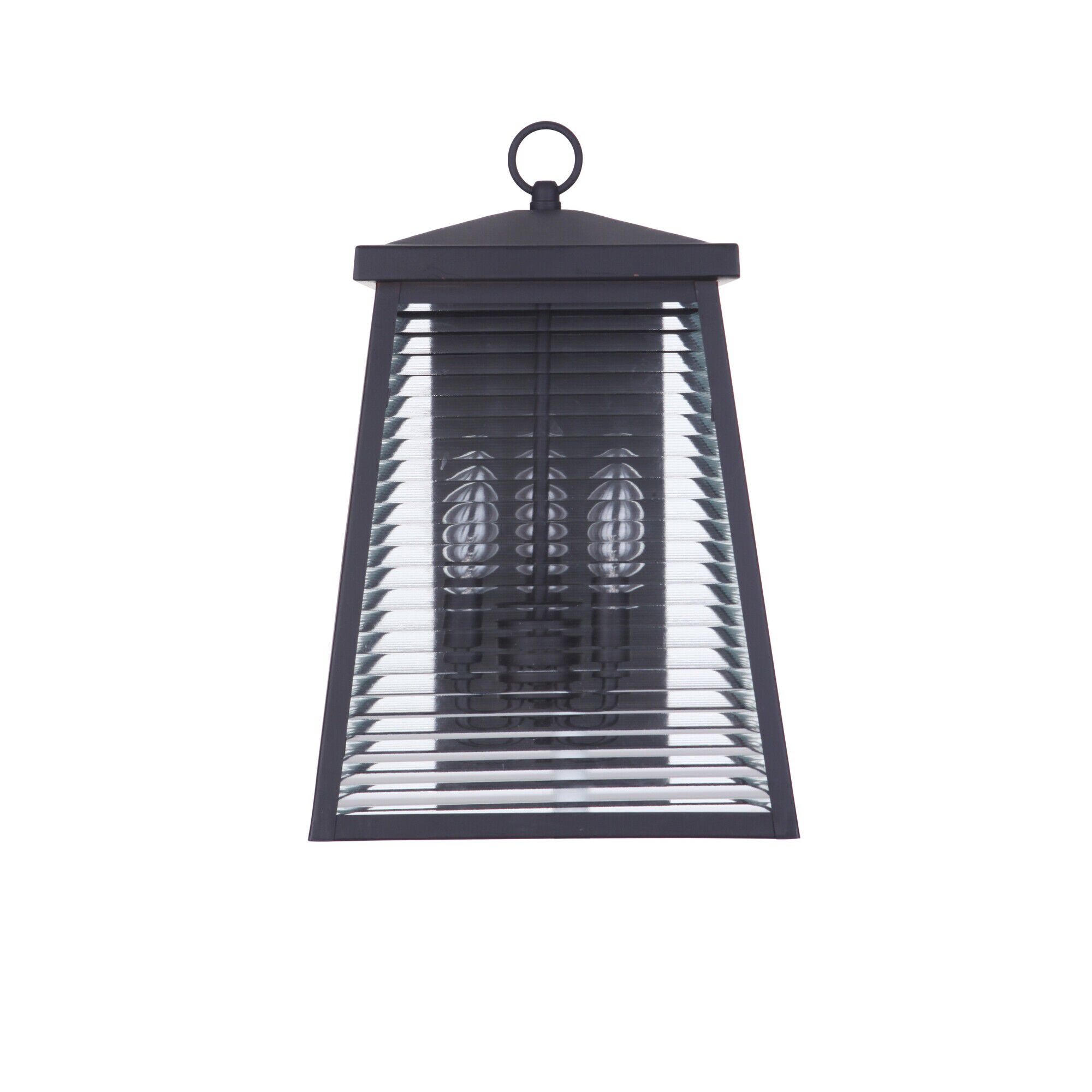Shown in Midnight finish and Clear Shiplap glass and Glass shade