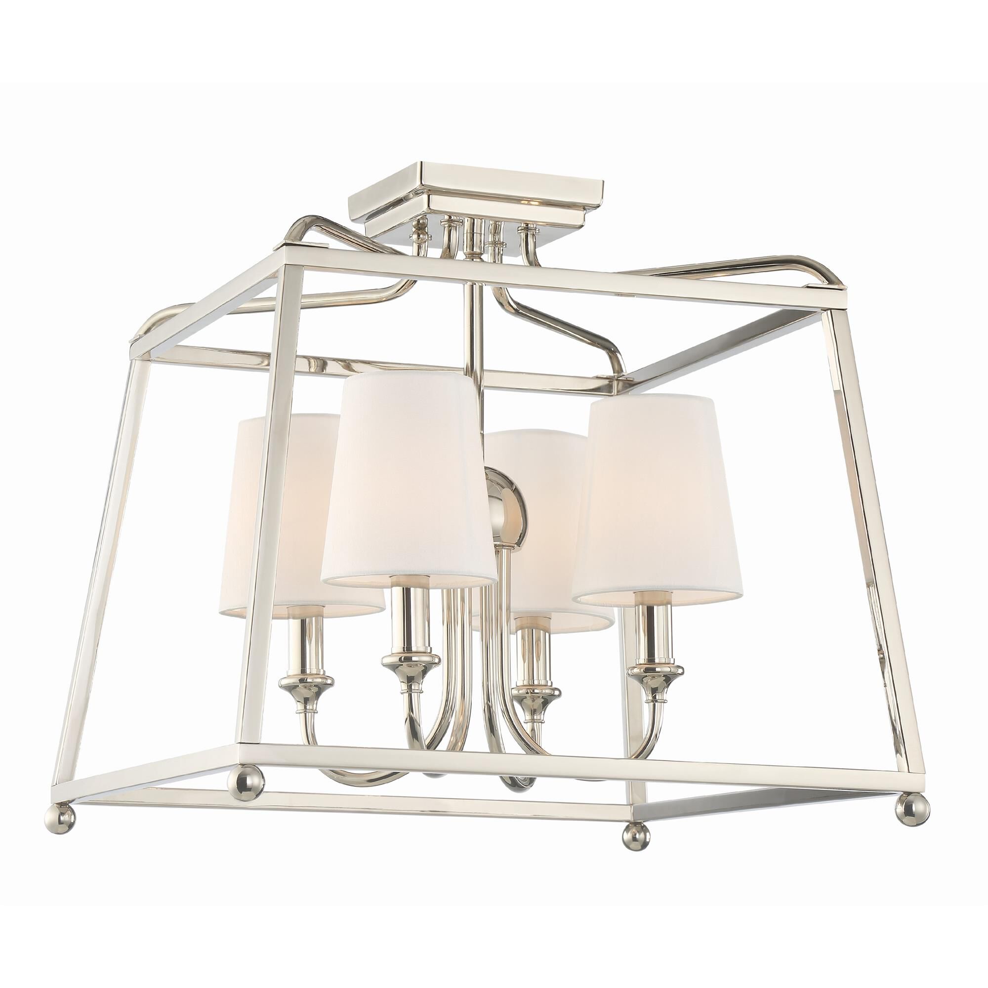 Shown in Polished Nickel finish and White Silk glass and White Silk shade