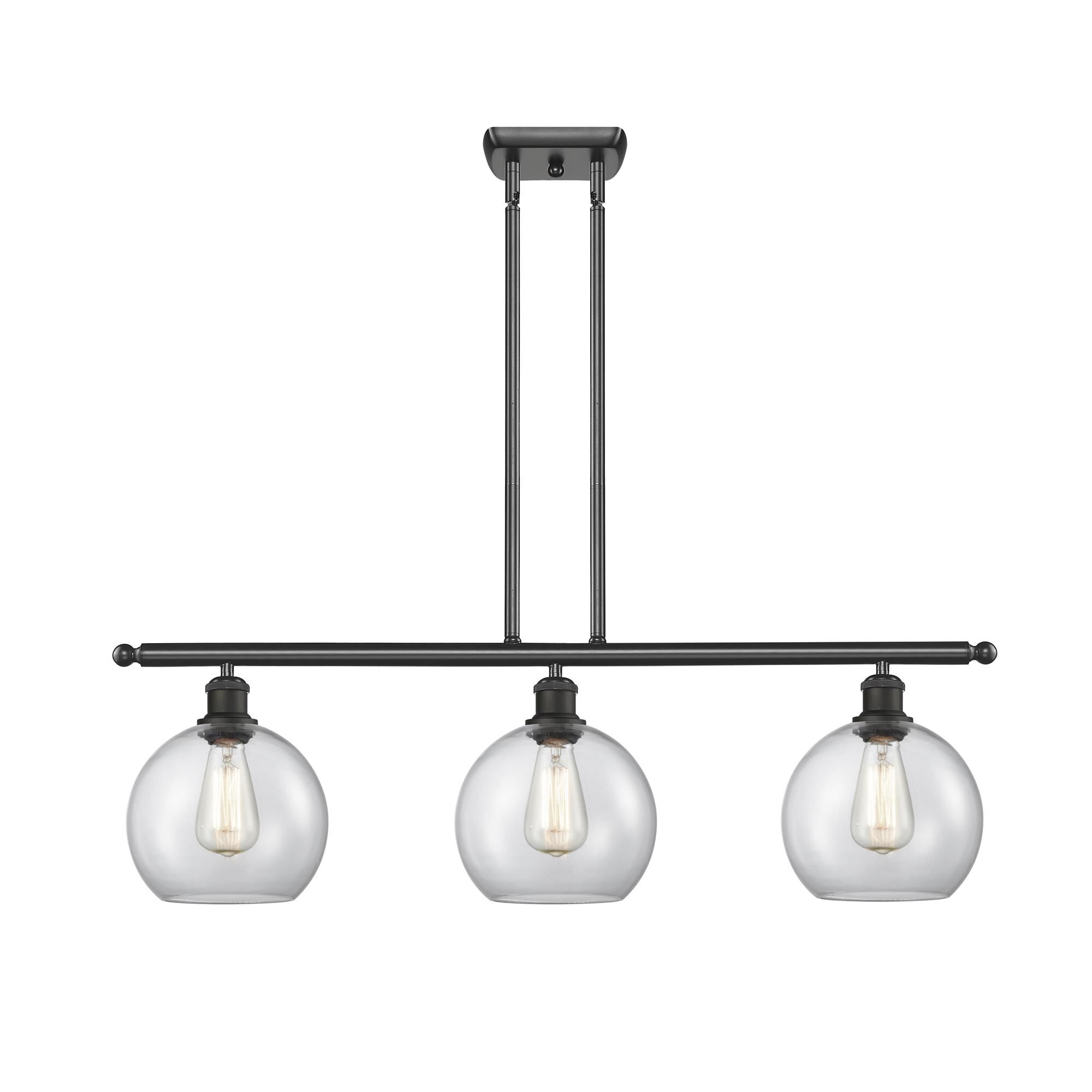 Shown in Matte Black finish and Clear Athens glass