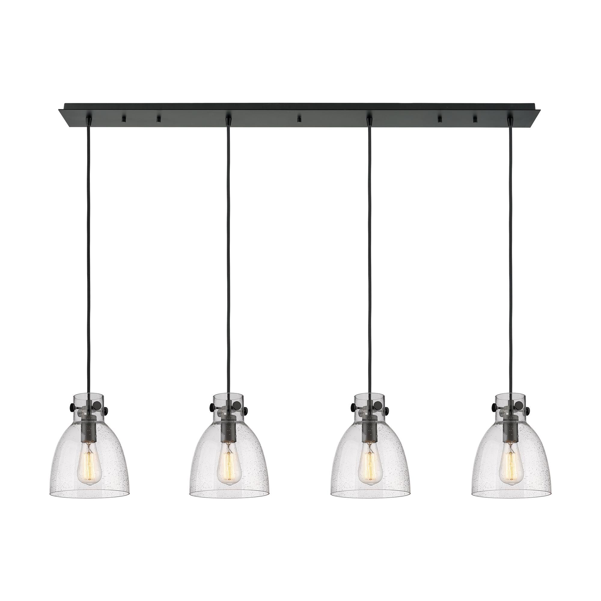Shown in Matte Black finish and Seedy glass and Seedy Glass shade