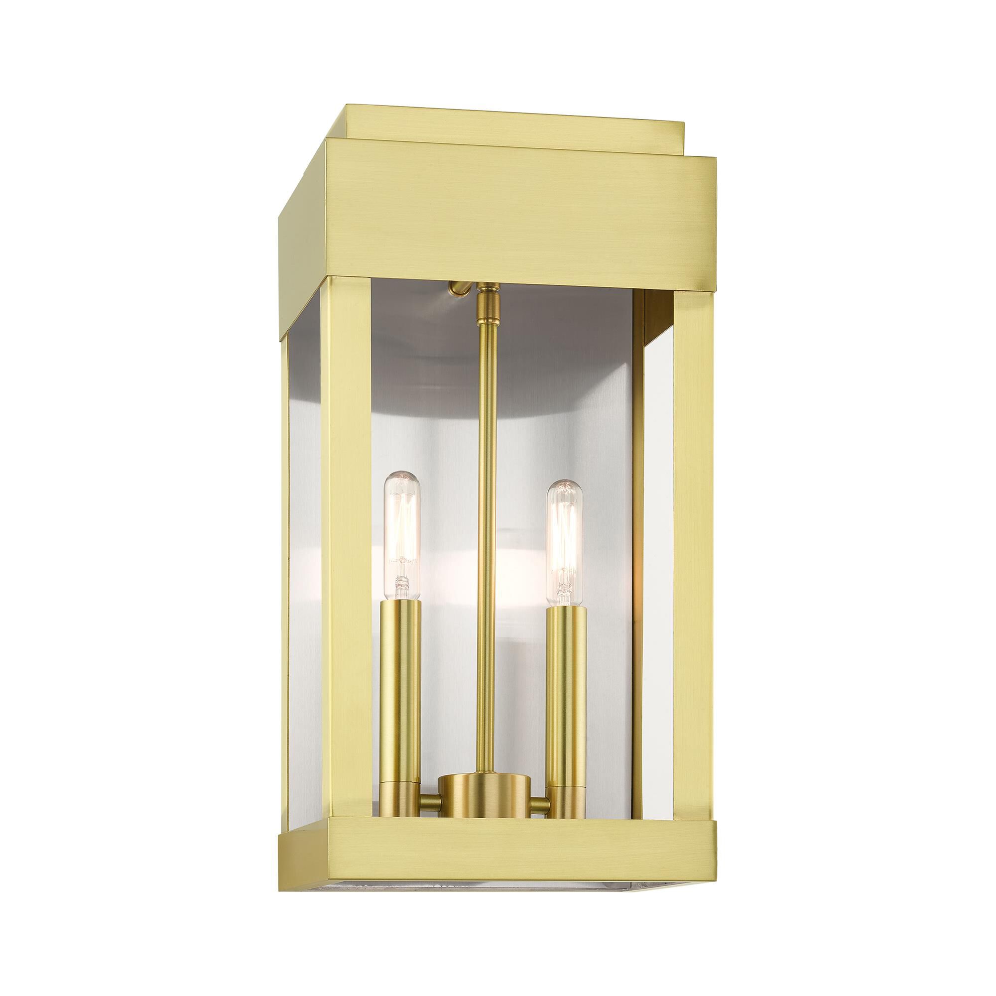 Shown in Satin Brass finish and Clear glass