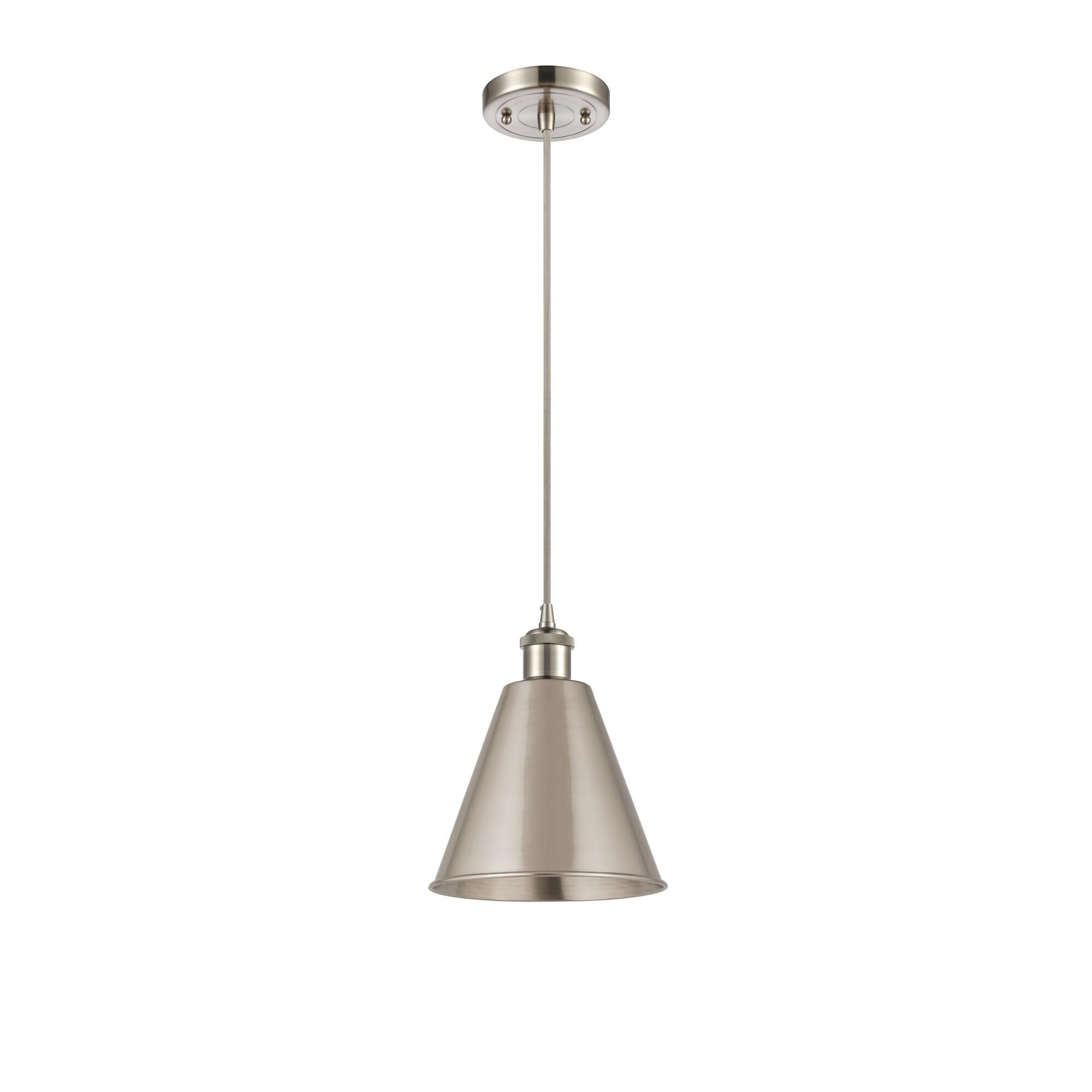 Shown in Brushed Satin Nickel finish and Brushed Satin Nickel Ballston Cone shade