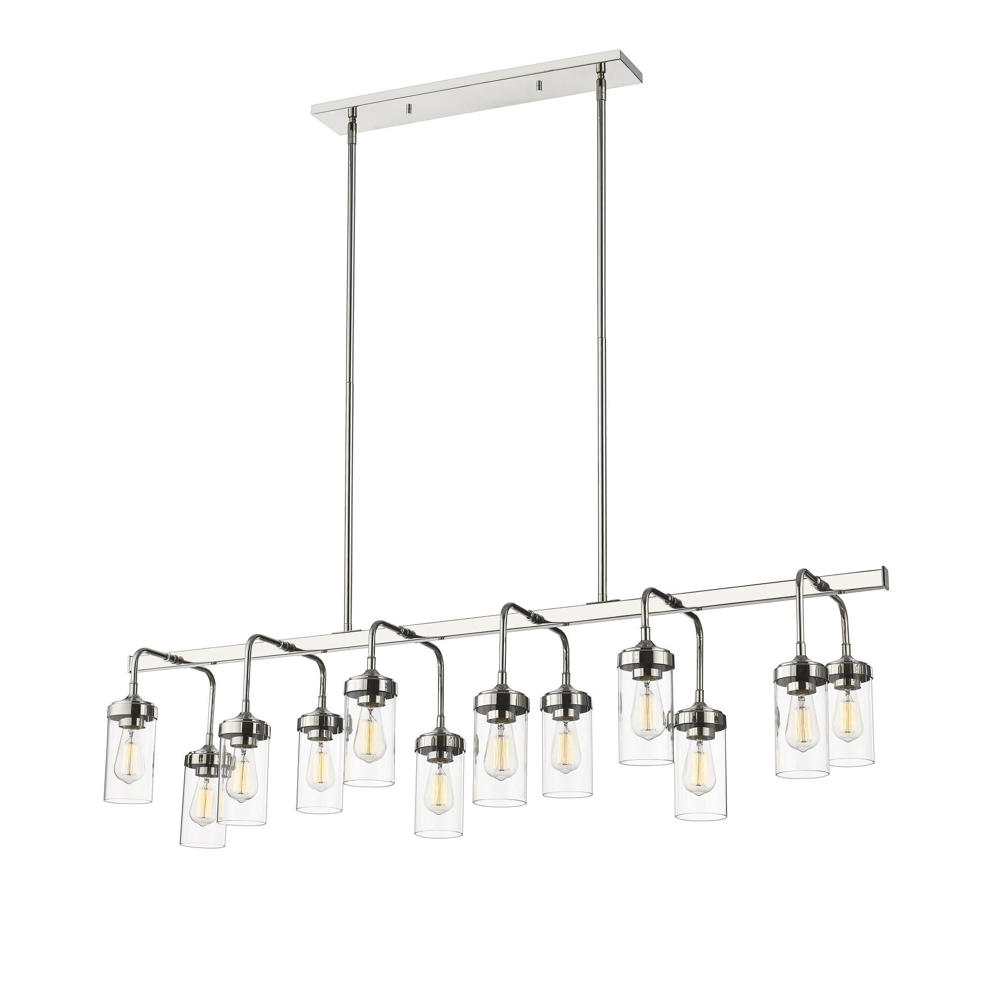 Shown in Polished Nickel finish and Glass shade