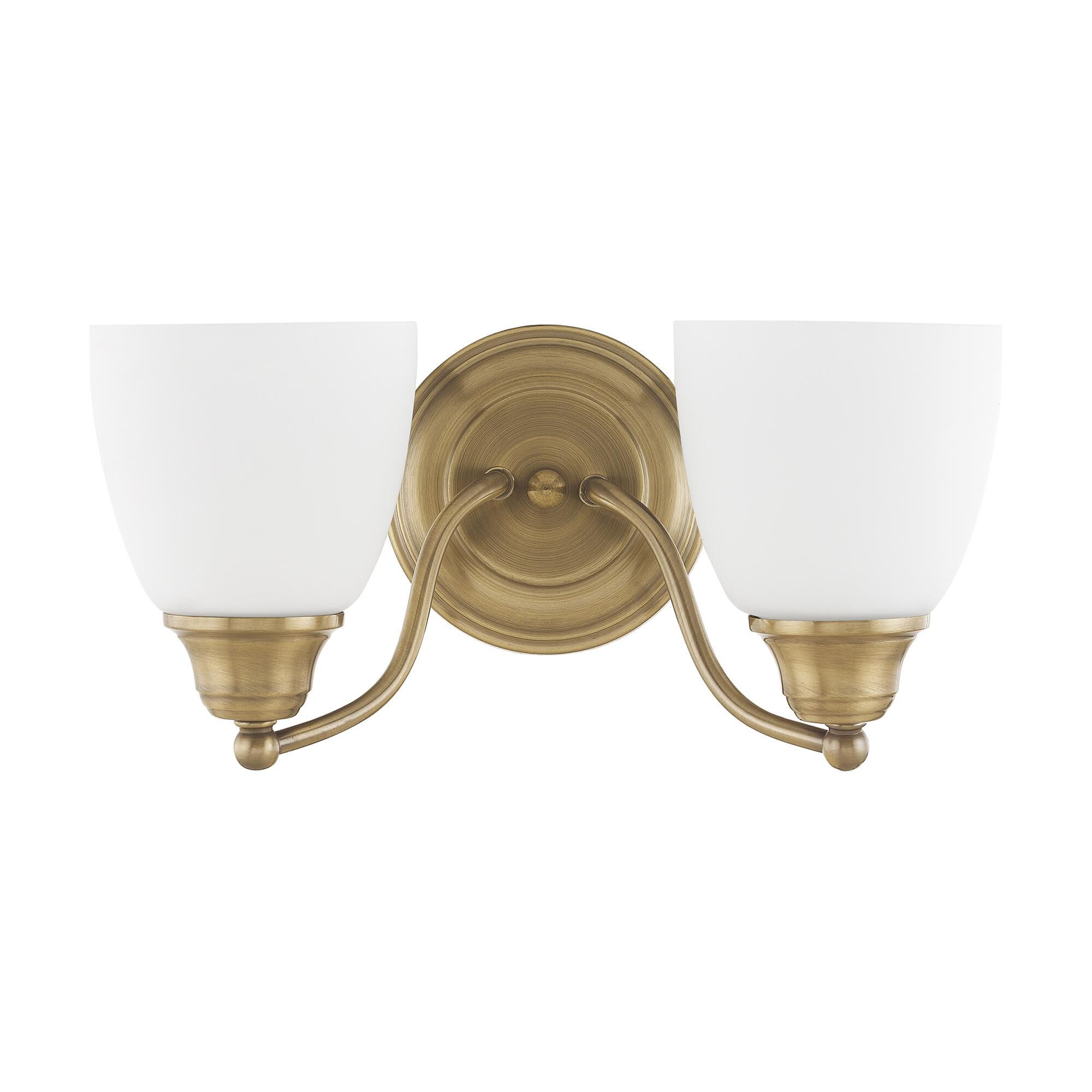 Shown in Antique Brass finish and Hand Blown Satin Opal White glass