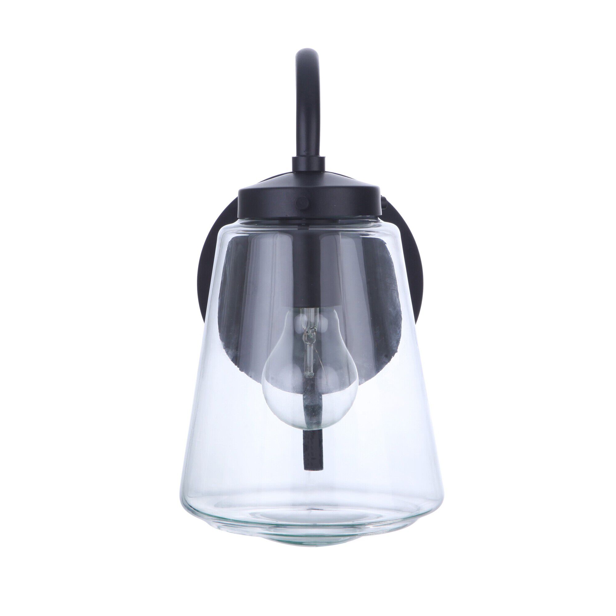 Shown in Midnight finish and Clear glass and Glass shade