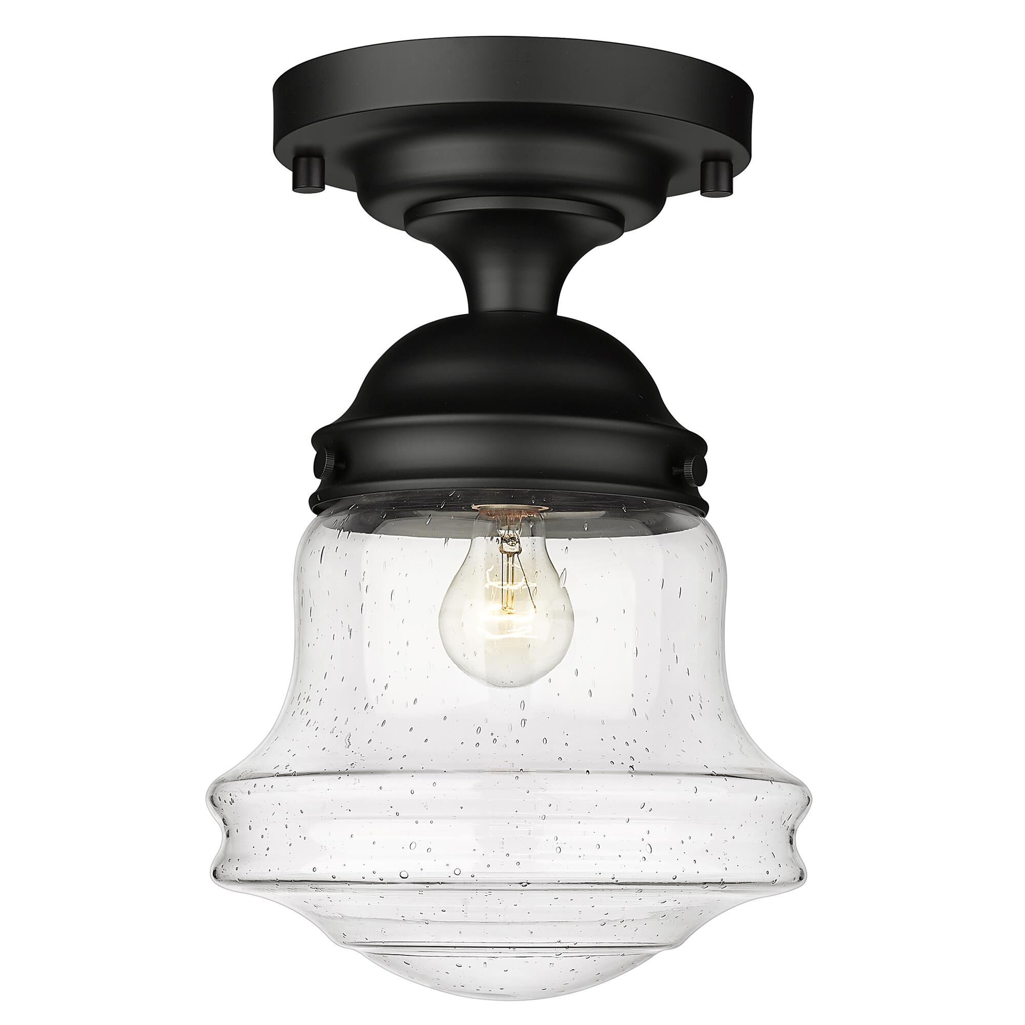 Shown in Matte Black finish and Clear Seedy glass