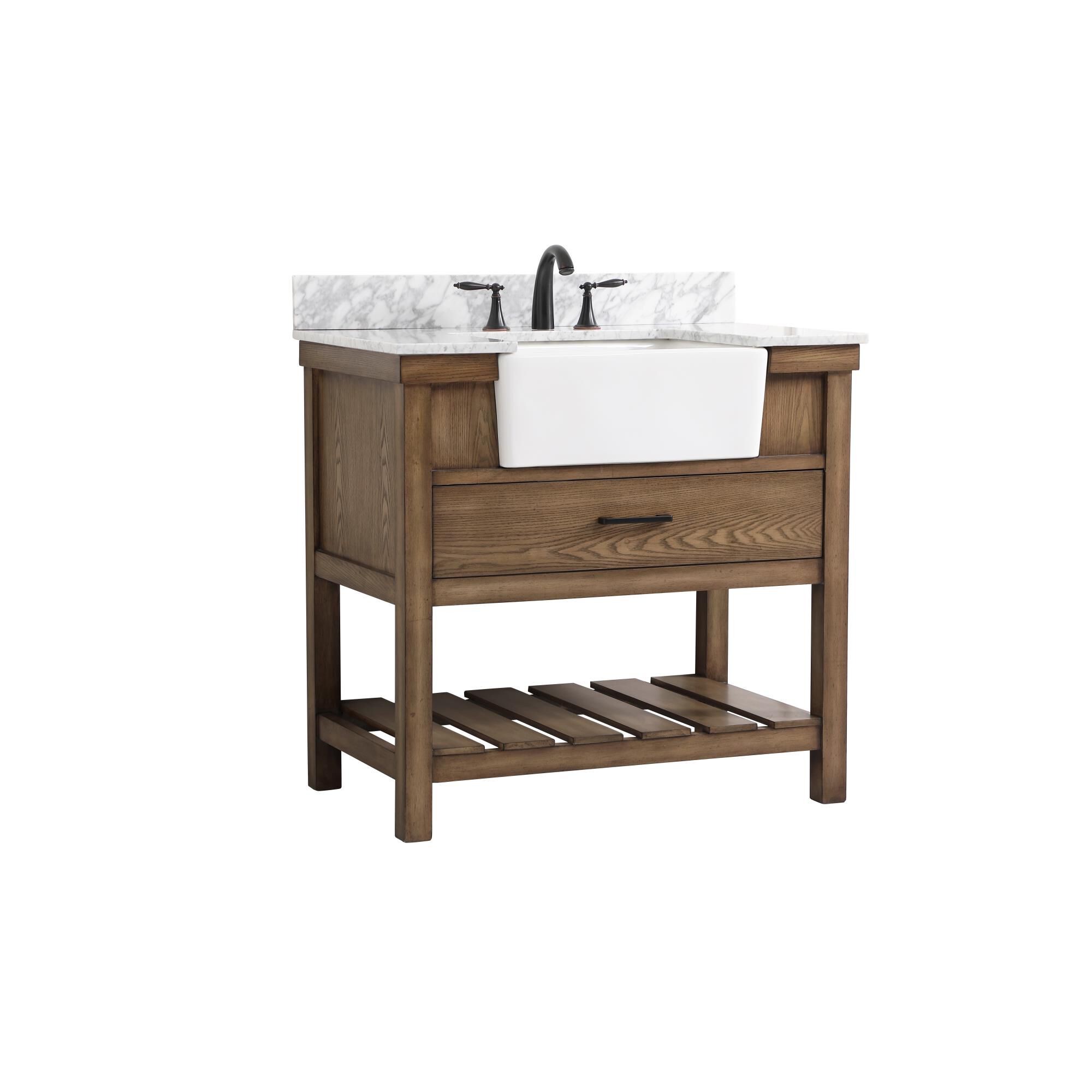 Shown in Driftwood finish and With Backsplash accent