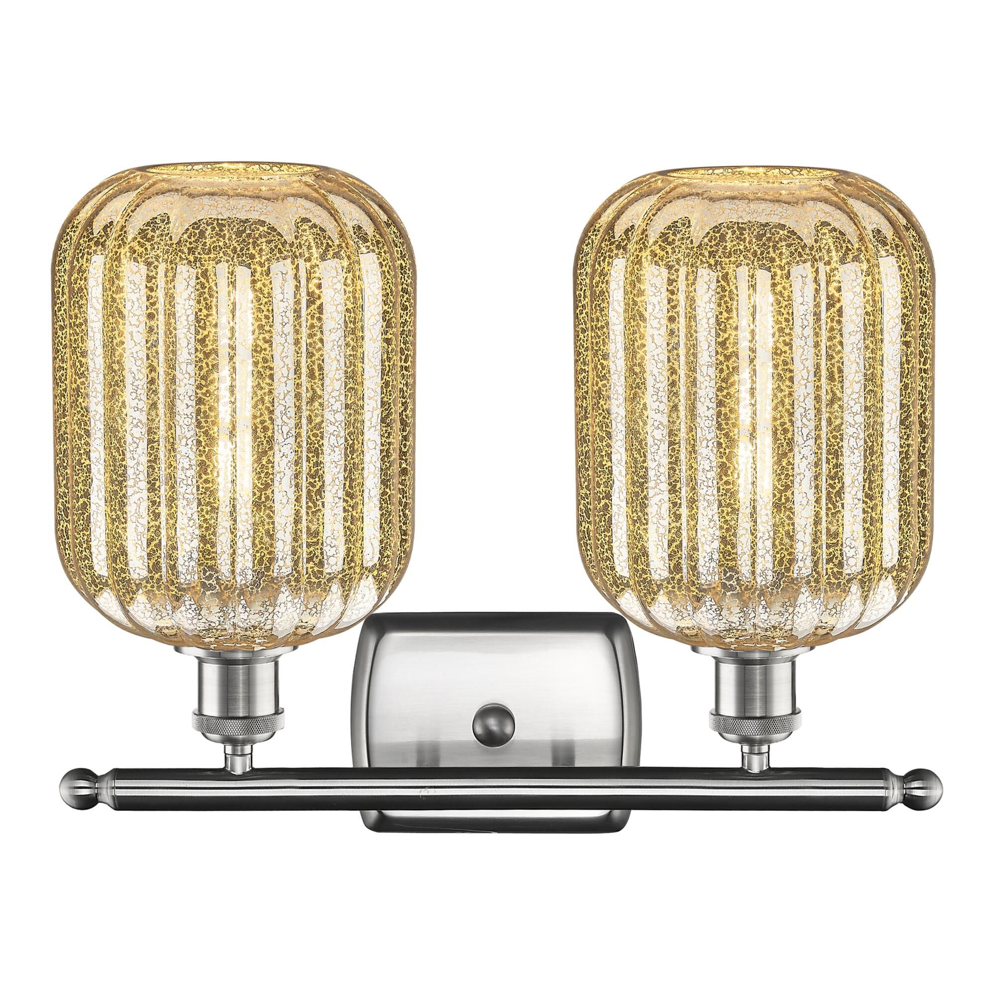 Shown in Brushed Satin Nickel finish and Mercury glass