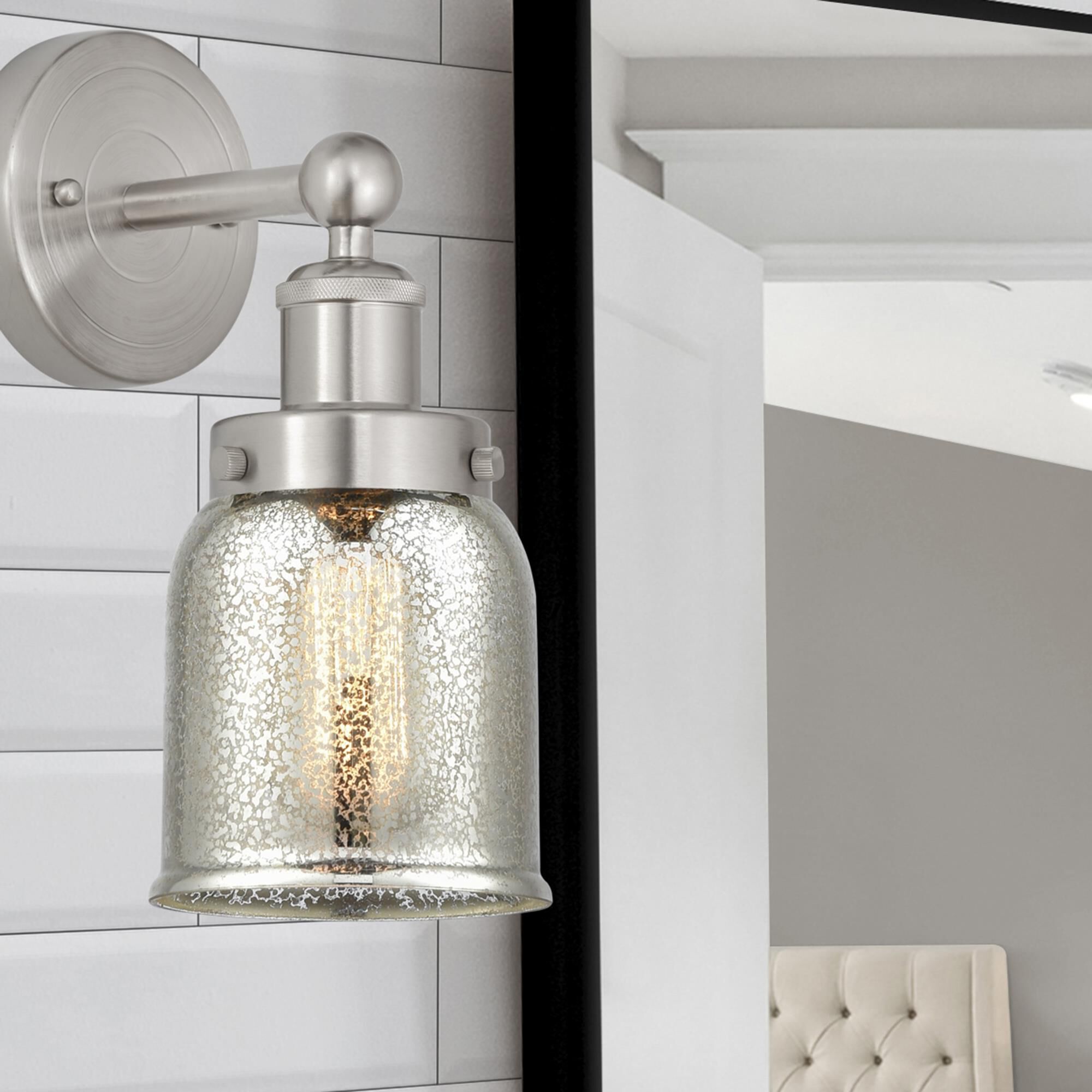 Shown in Brushed Satin Nickel  finish and Mercury glass