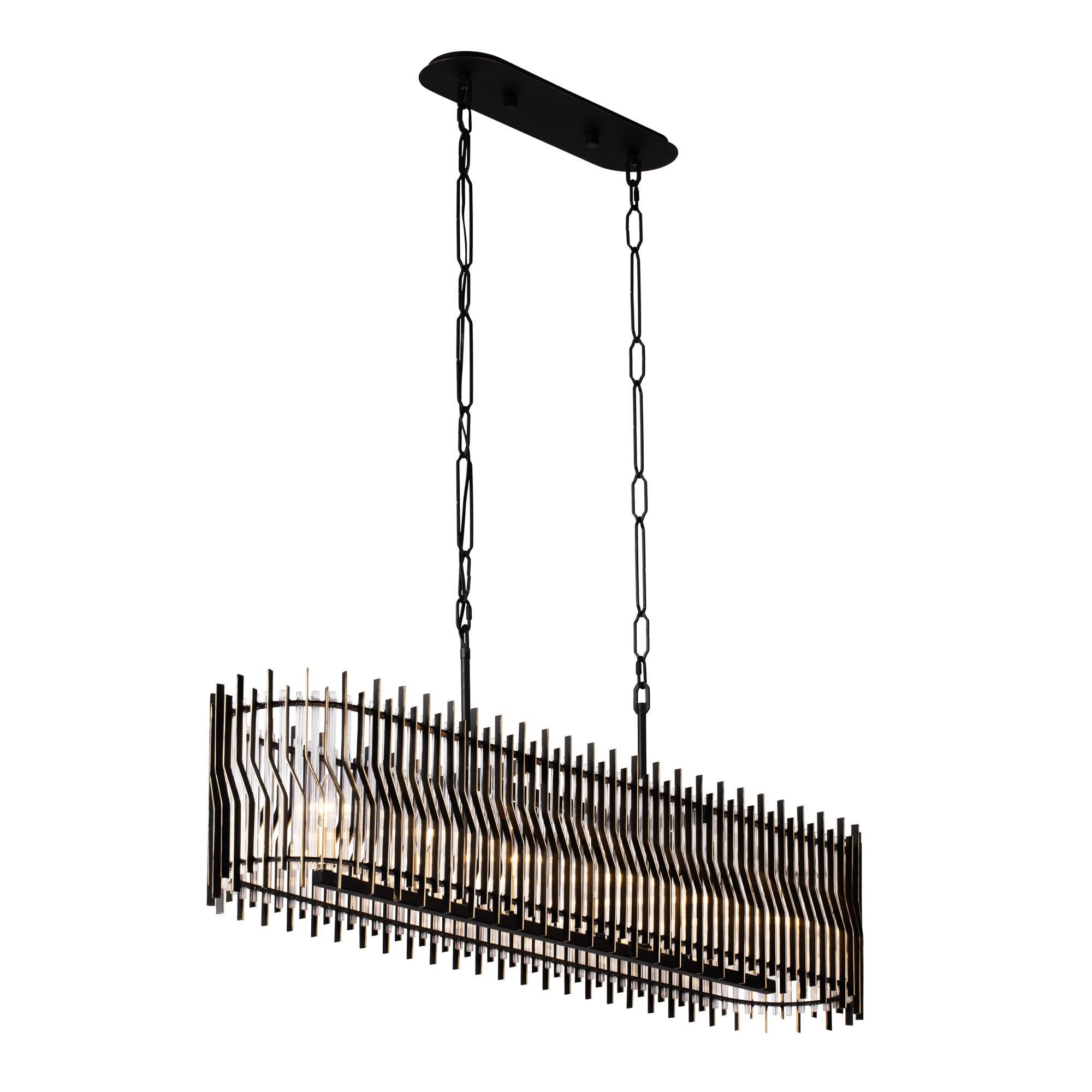 Shown in Matte Black/French Gold finish and Modern Clear Fluted shade