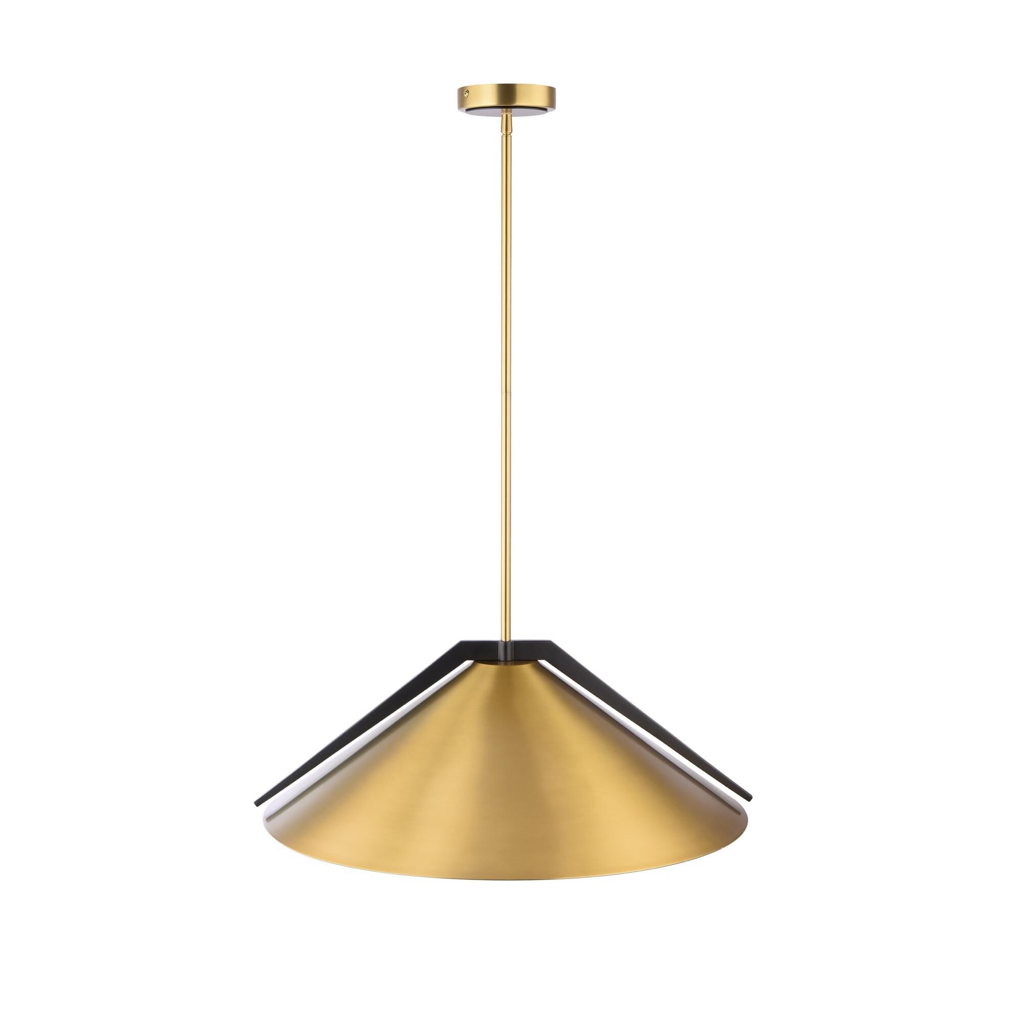 Shown in Brass And Black finish and Iron shade