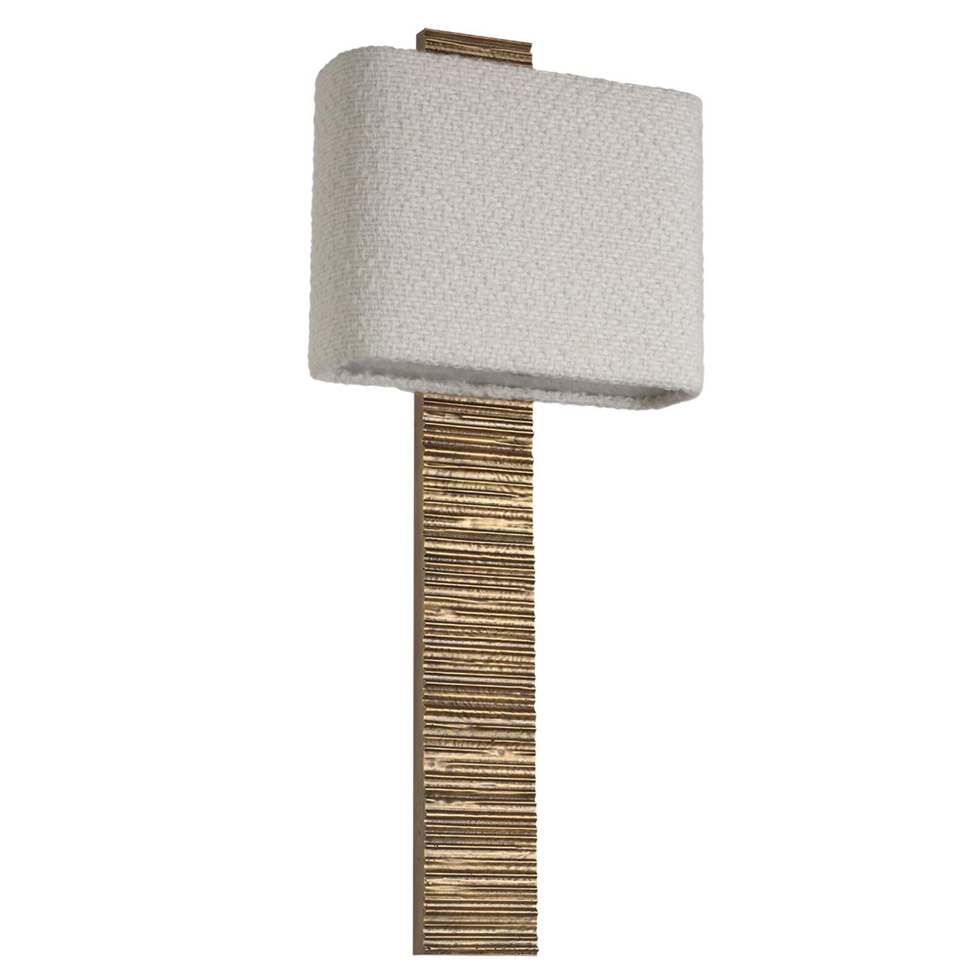 Shown in Ridged Tombac finish and Boucle Rectangle shade