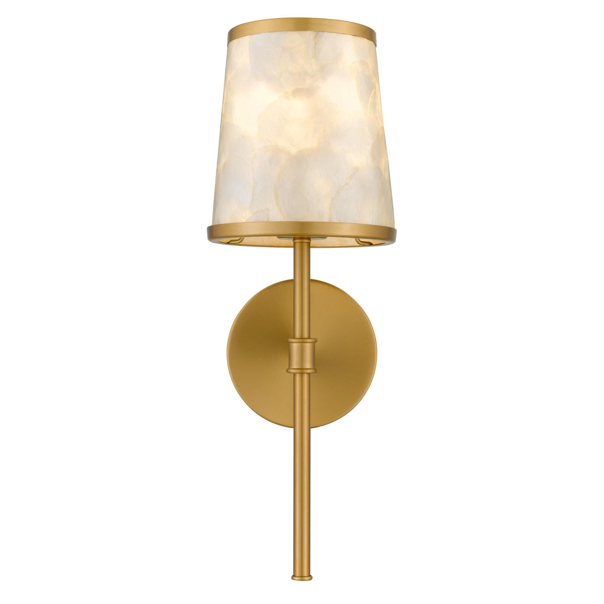 Shown in Brushed Gold finish and Capiz Shell shade