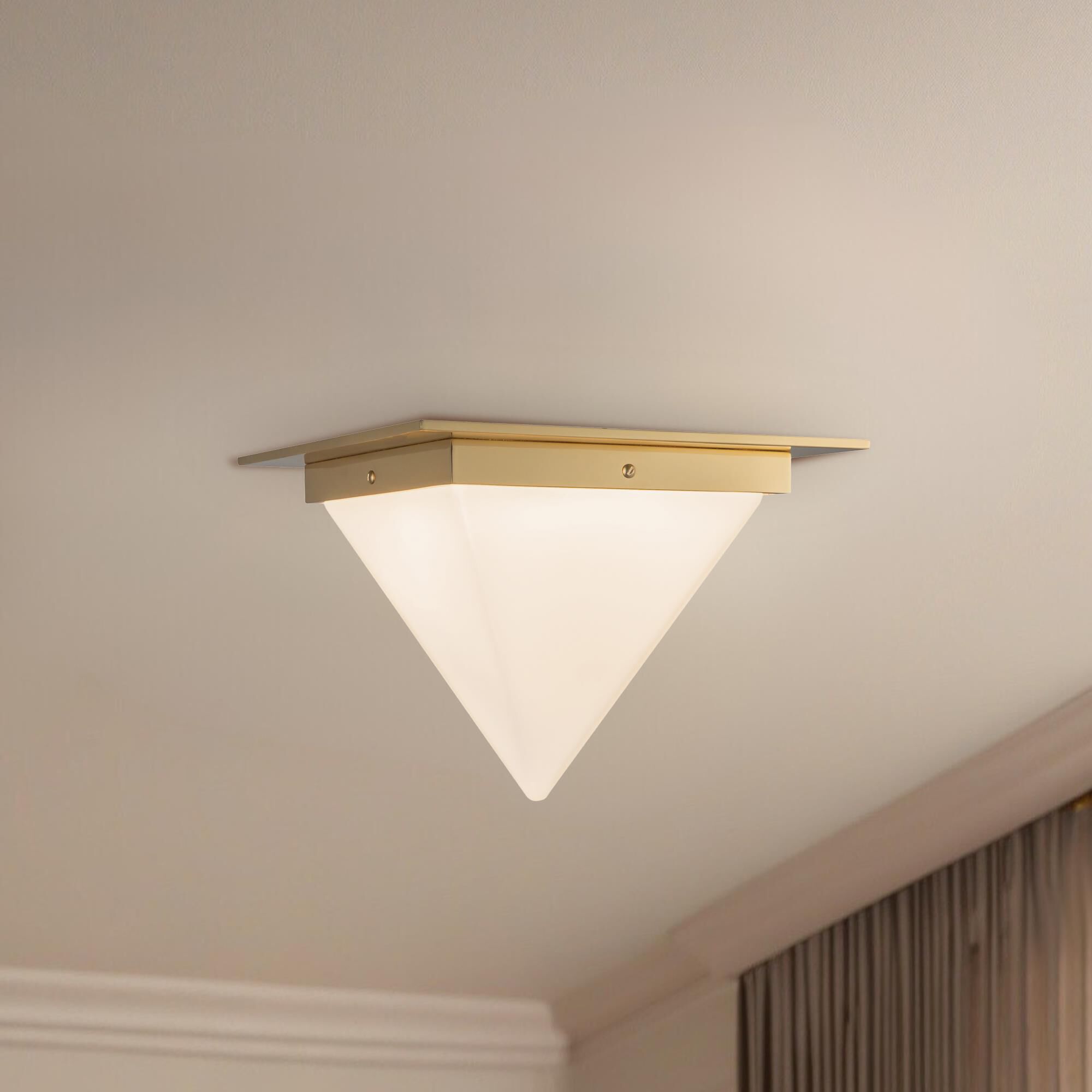 Shown in Patina Brass finish and Matte Opal glass