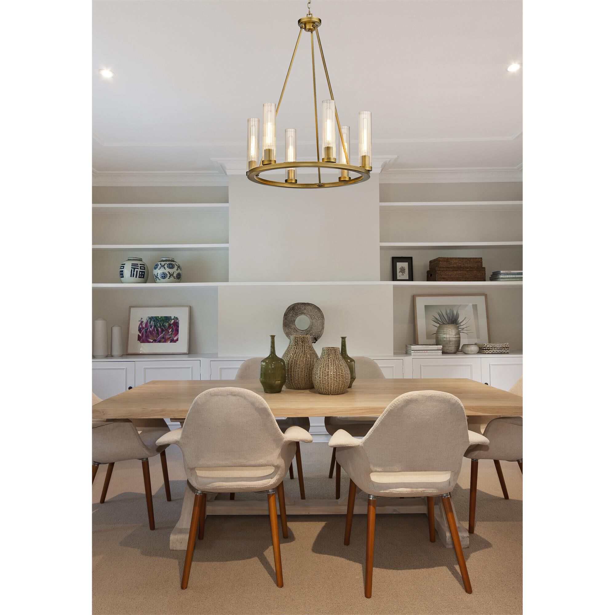 Shown in Rubbed Brass finish and Clear glass and No Shade shade