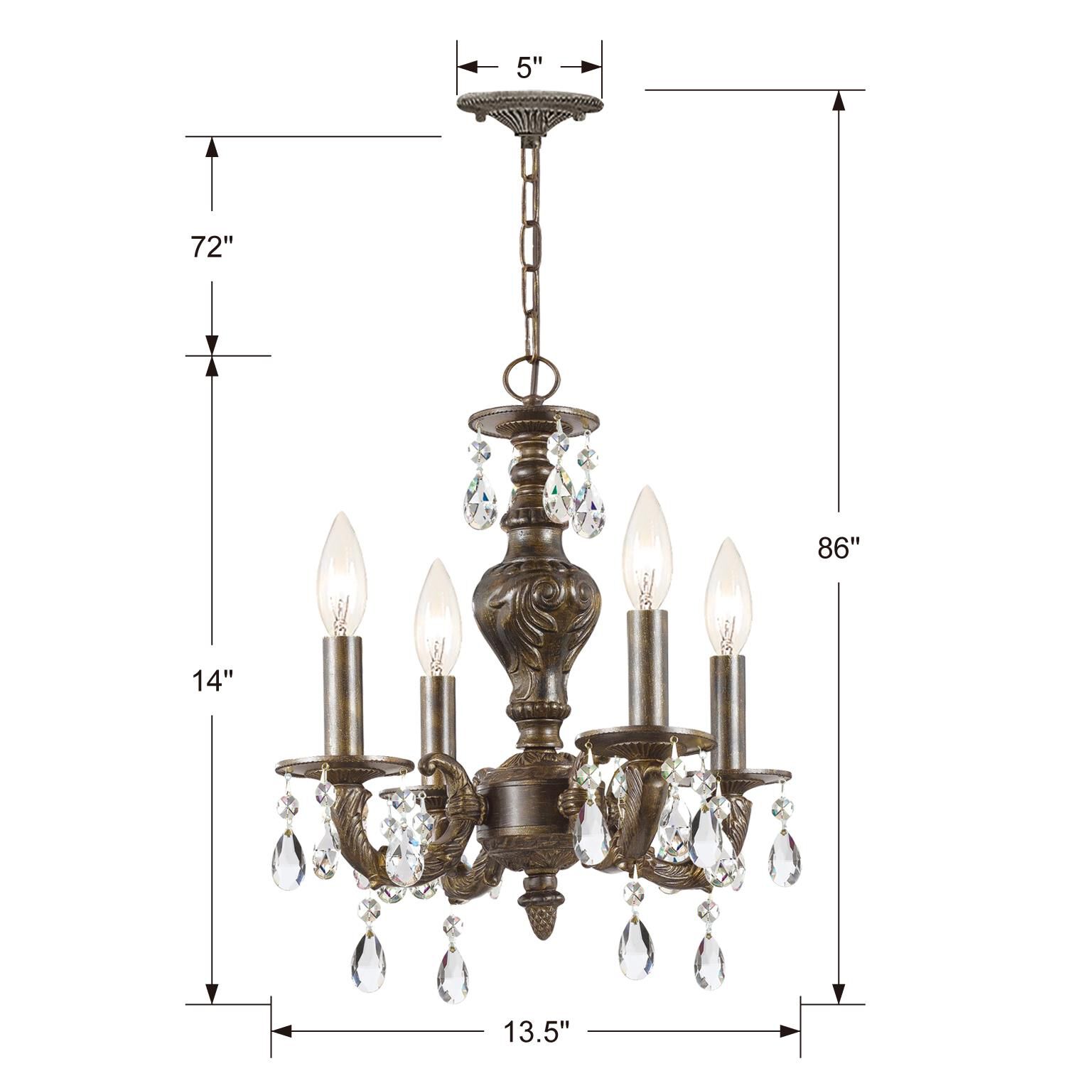 Paris Market 13 Inch 4 Light Mini Chandelier by Crystorama