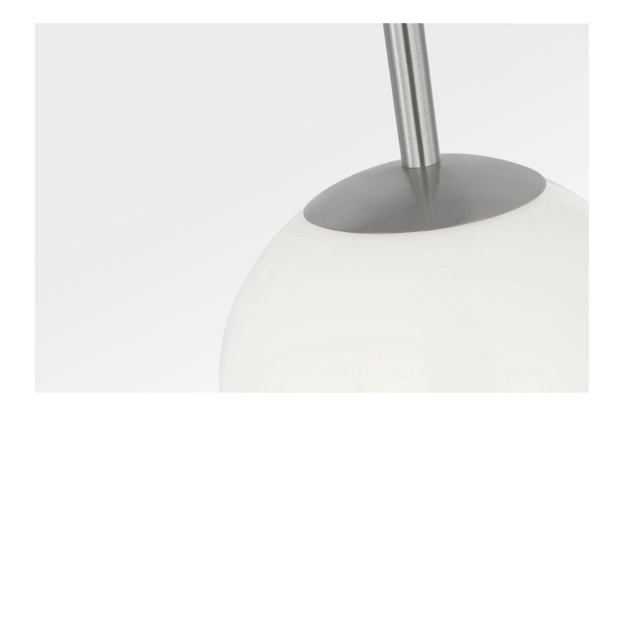 Shown in Brushed Nickel finish and Clear White glass