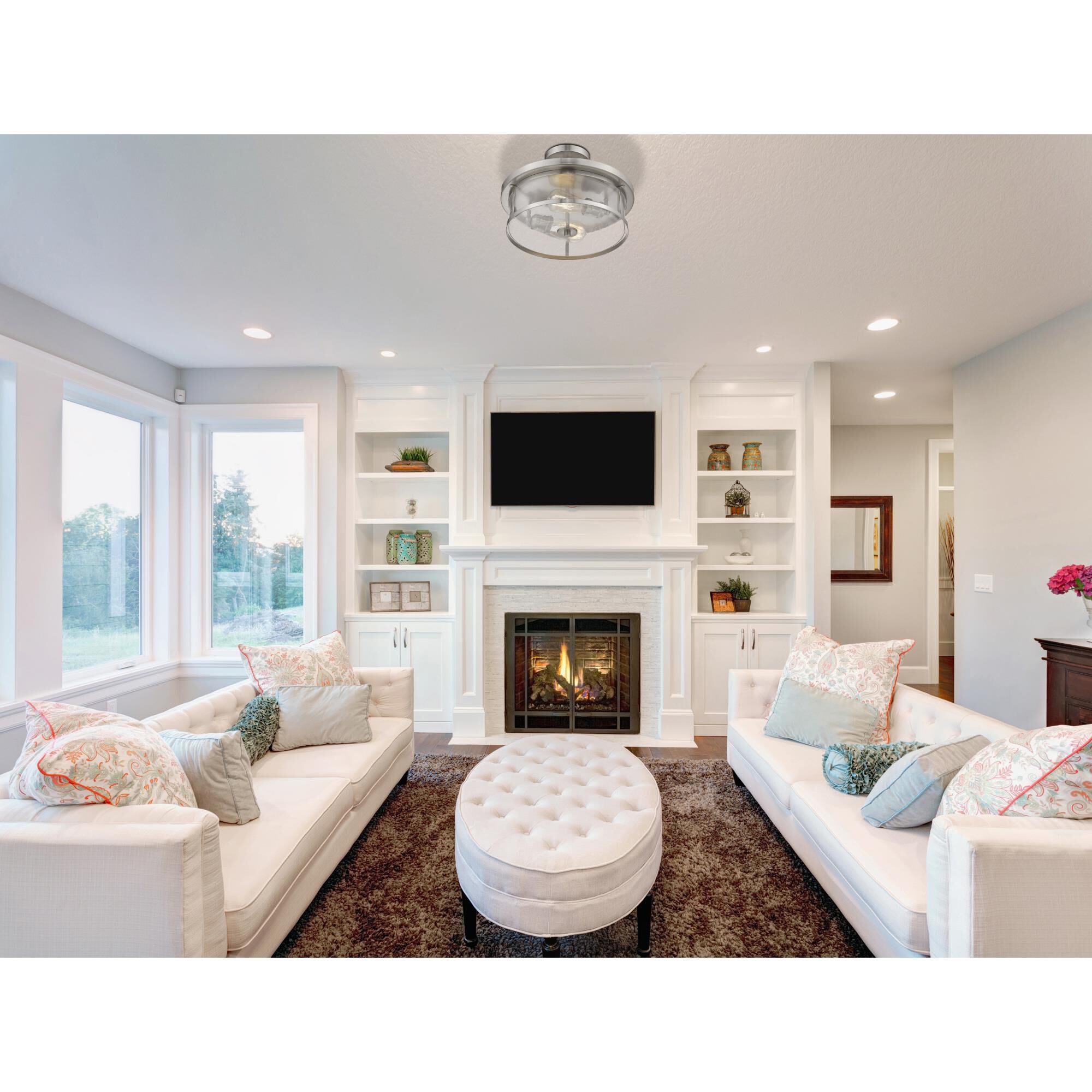 Shown in Brushed Nickel finish and Glass shade