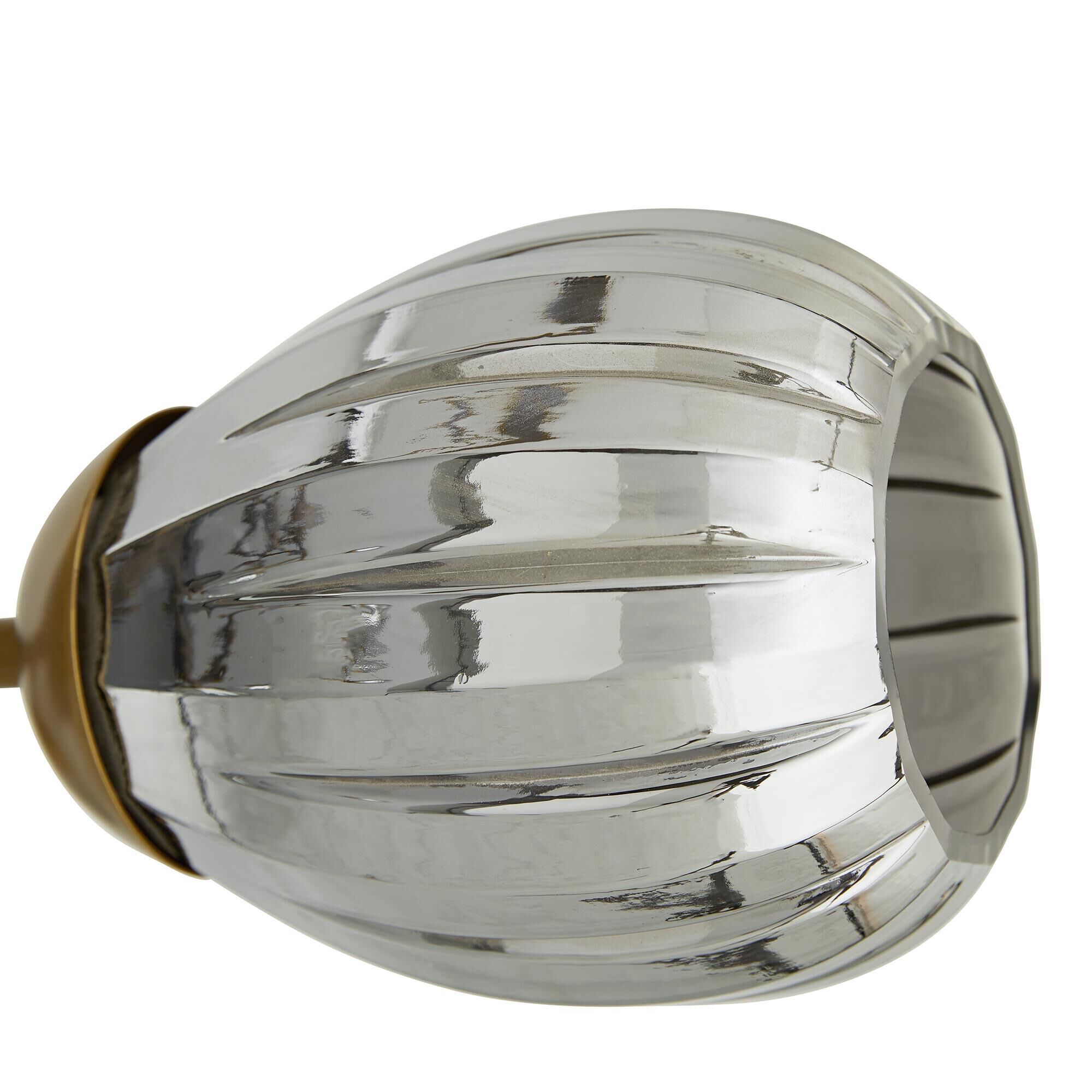 Shown in Antique Brass finish and Smoke Luster glass