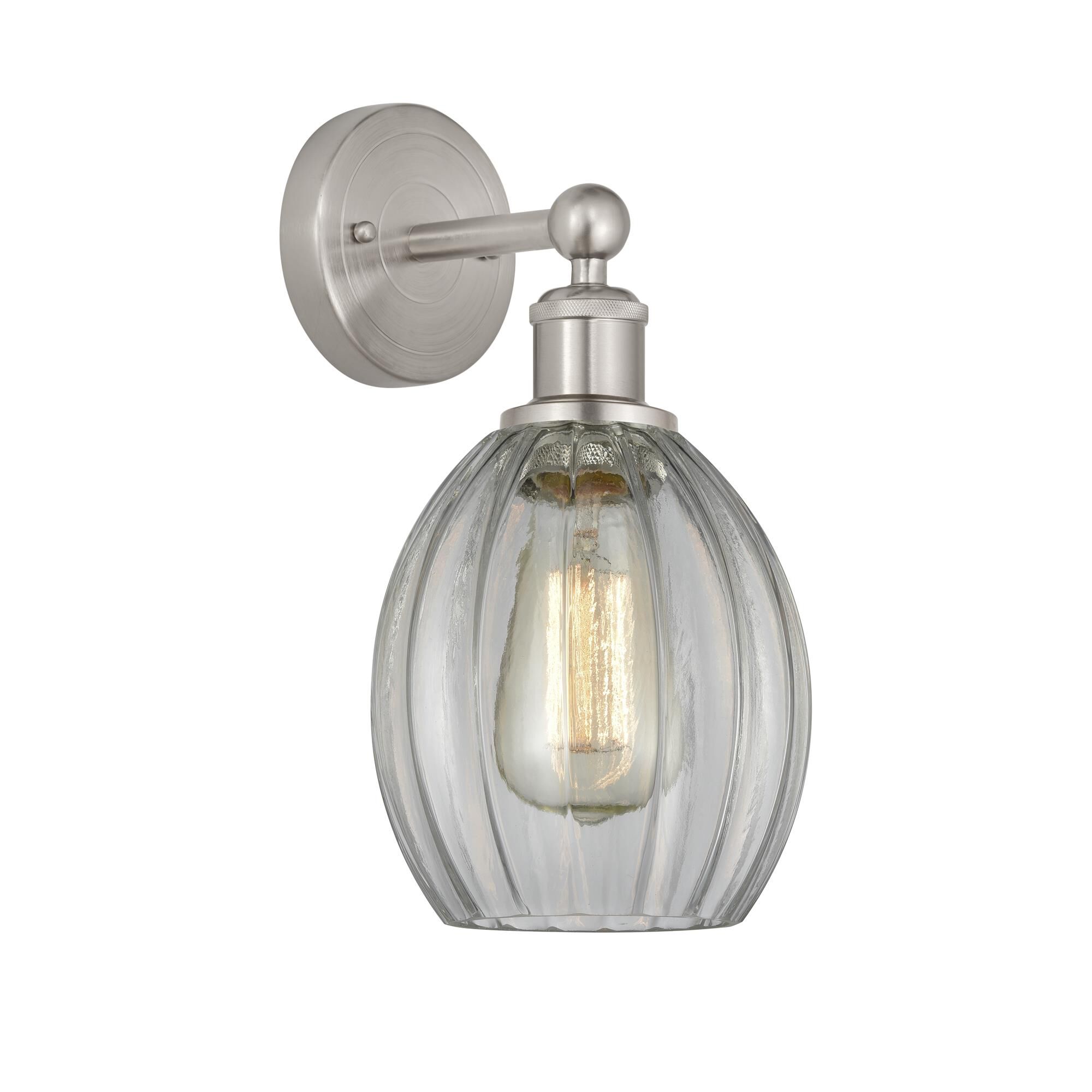 Shown in Brushed Satin Nickel, Clear finish and Clear glass and Clear Glass shade