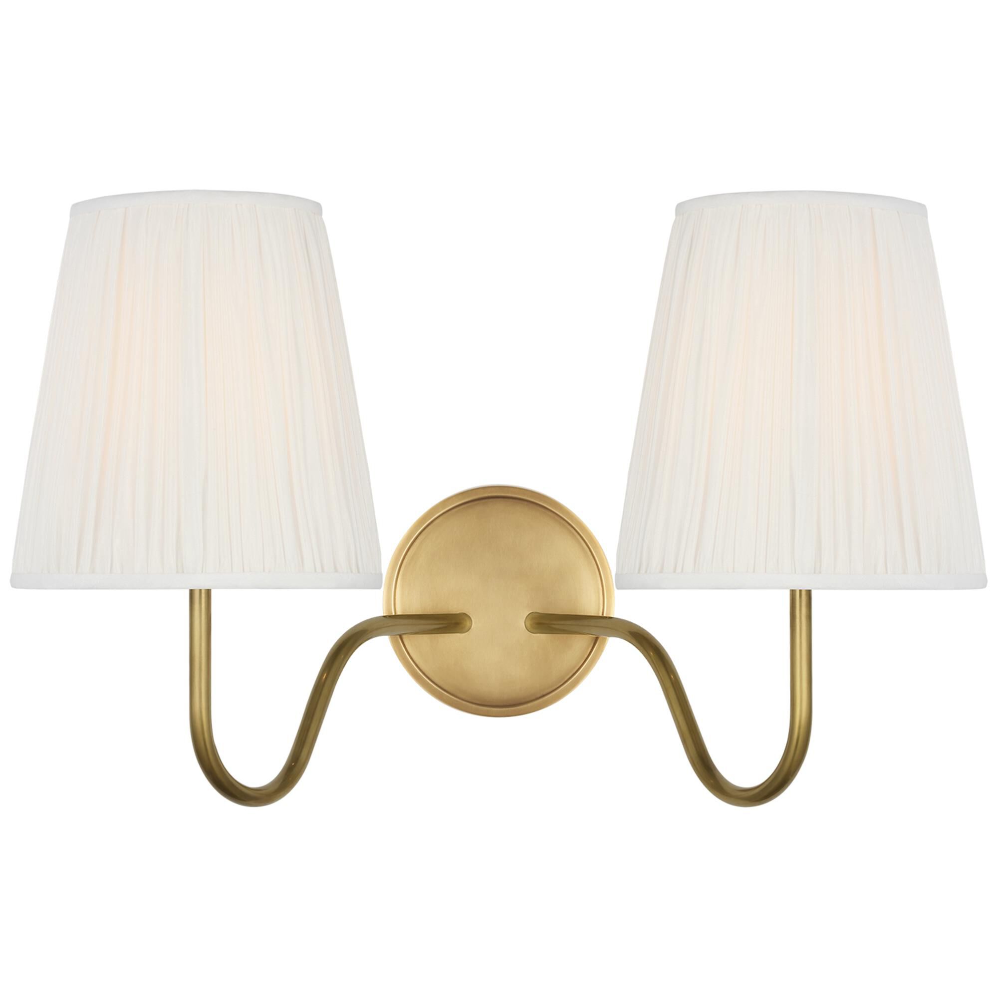 Shown in Hand-Rubbed Antique Brass finish and Silk Pleated shade