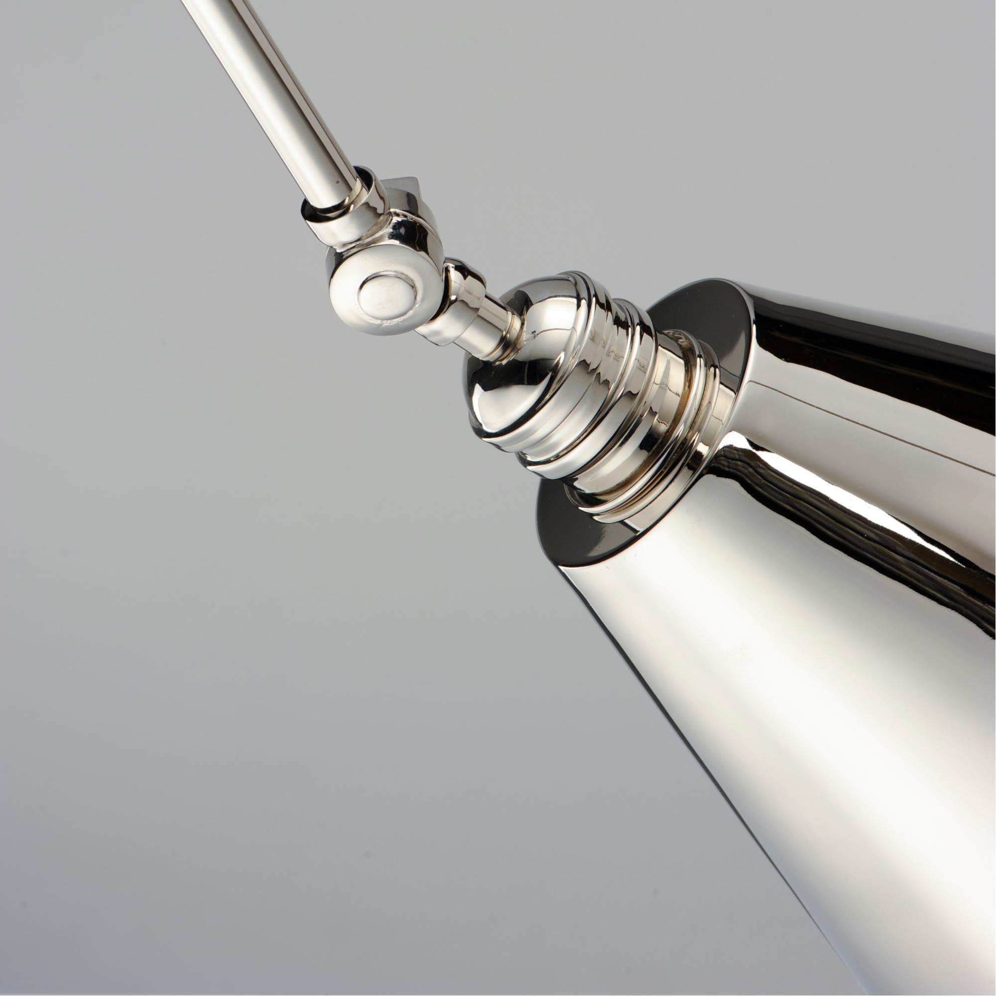 Shown in Polished Nickel finish and Steel shade