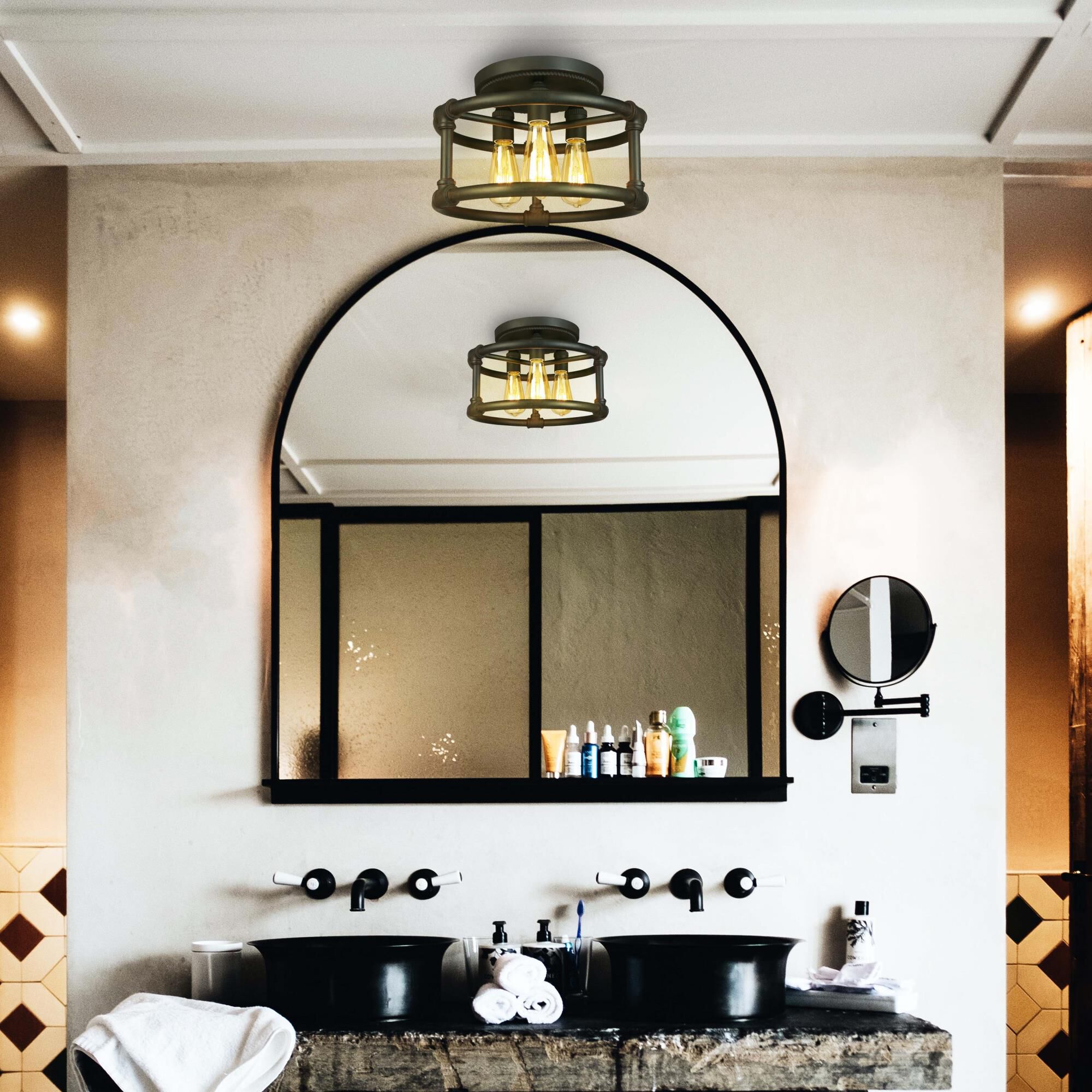 Eglo Wymer 15 Inch 3 Light Semi Flush Mount by Eglo Lighting