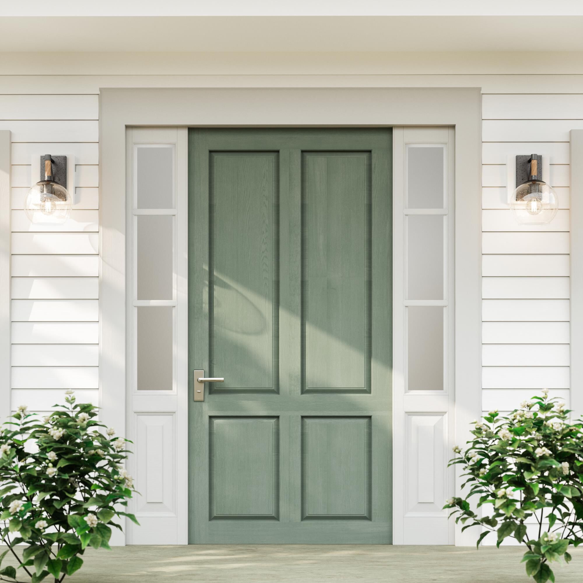 Shown in Black finish and Clear Seeded glass