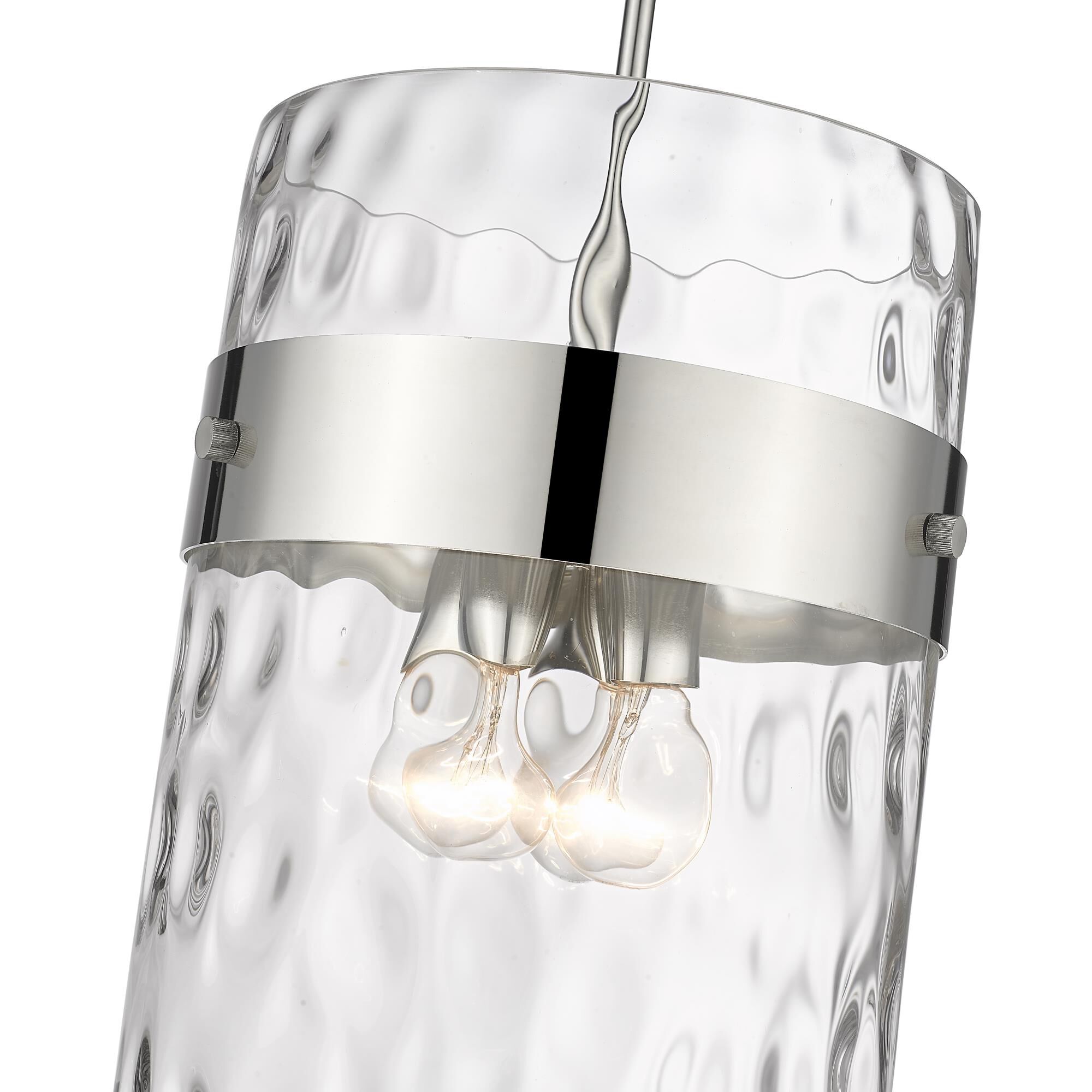 Shown in Polished Nickel finish and Glass shade