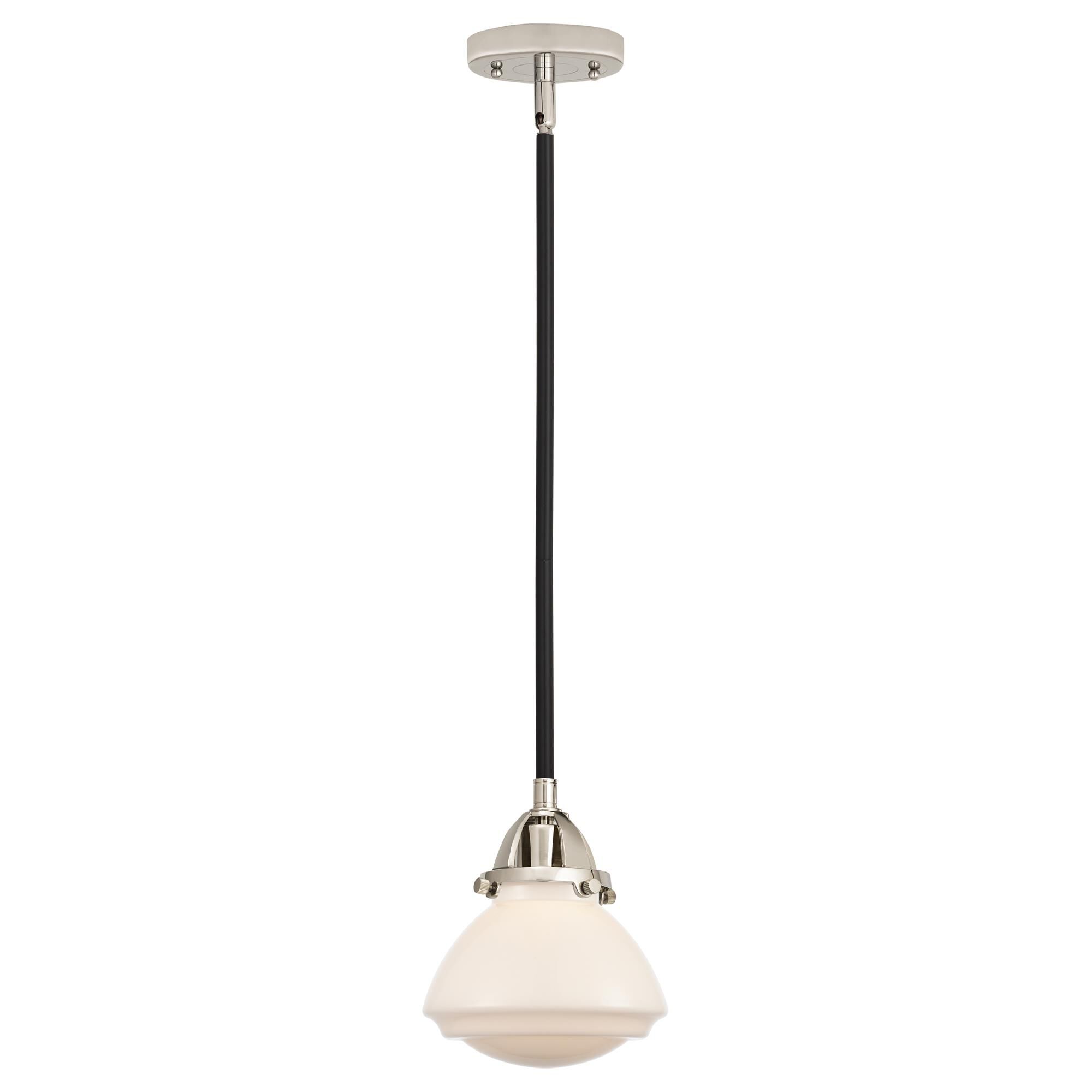 Shown in Black Polished Nickel finish and Matte White glass
