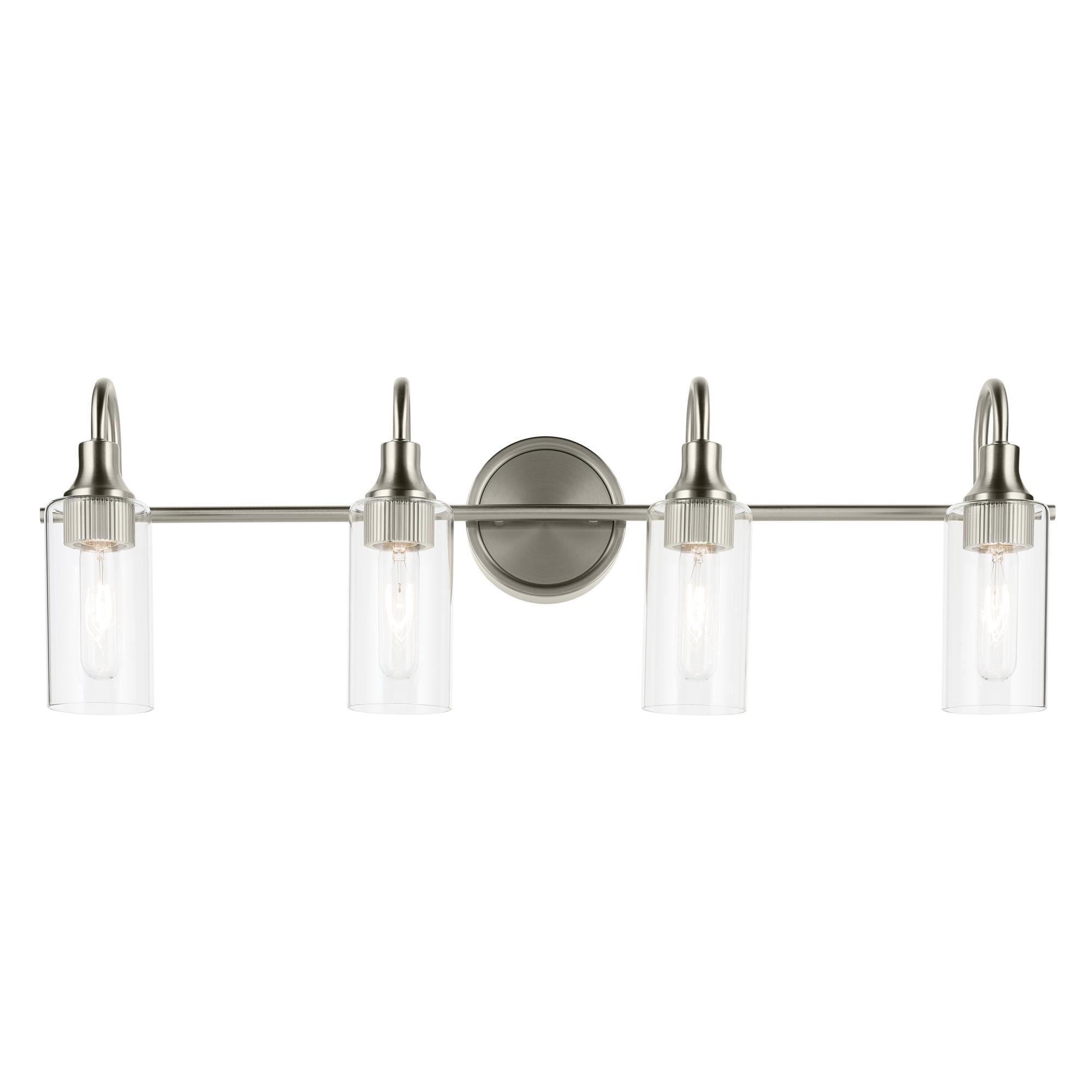 Shown in Brushed Nickel finish and Clear glass