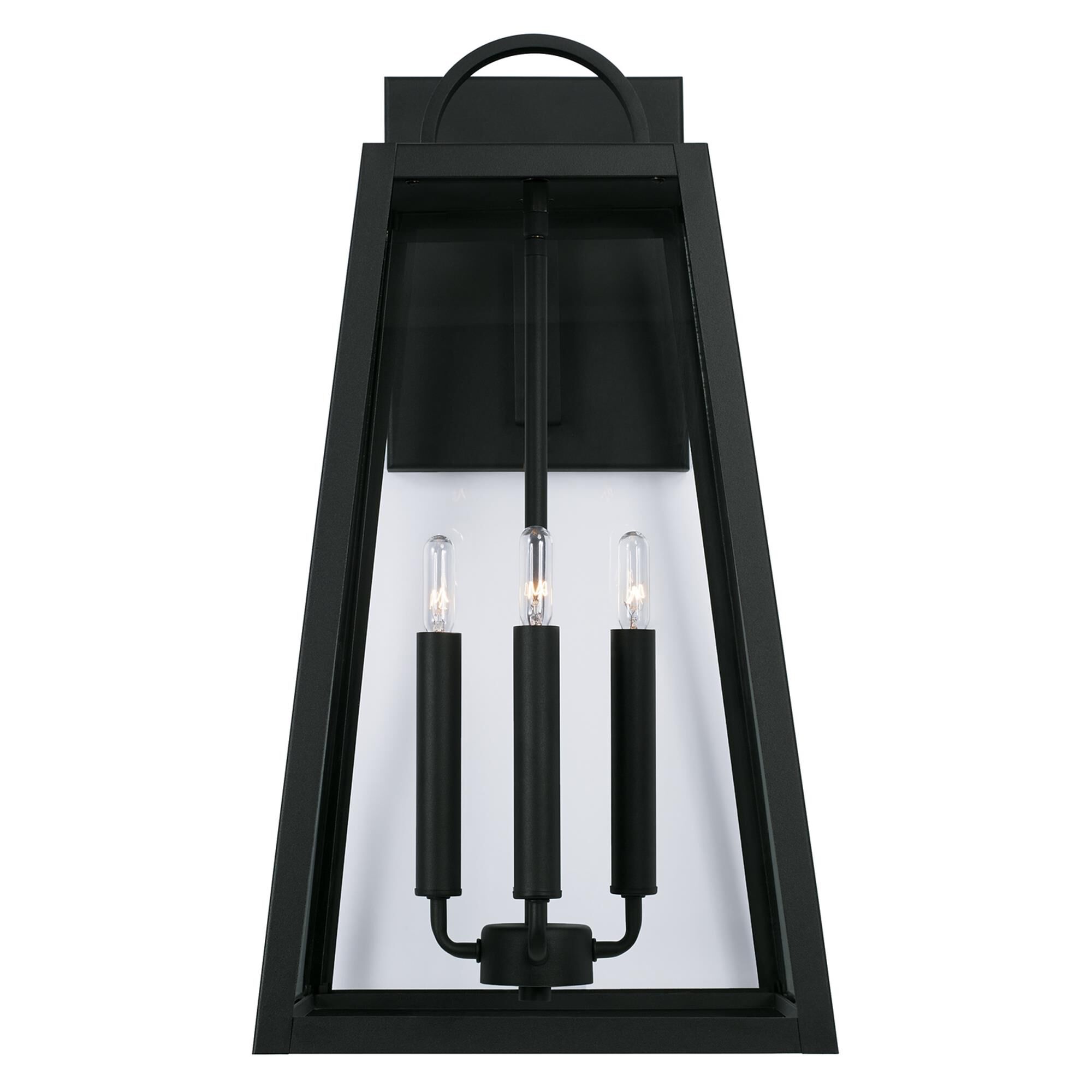 Shown in Black finish and Clear glass