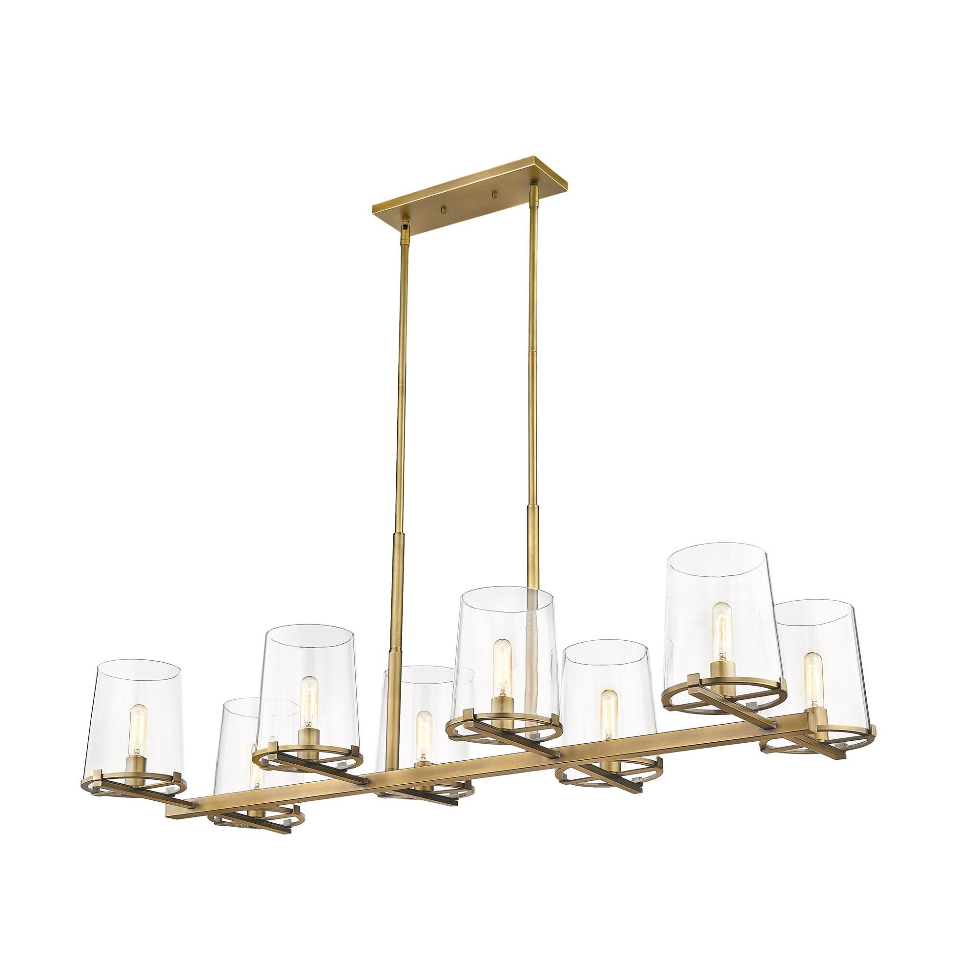 Shown in Rubbed Brass finish and Glass shade