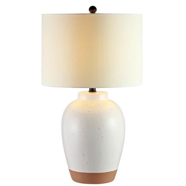 Shown in Speckled Ivory Glaze With Bottom Clay Color finish and White Cotton shade