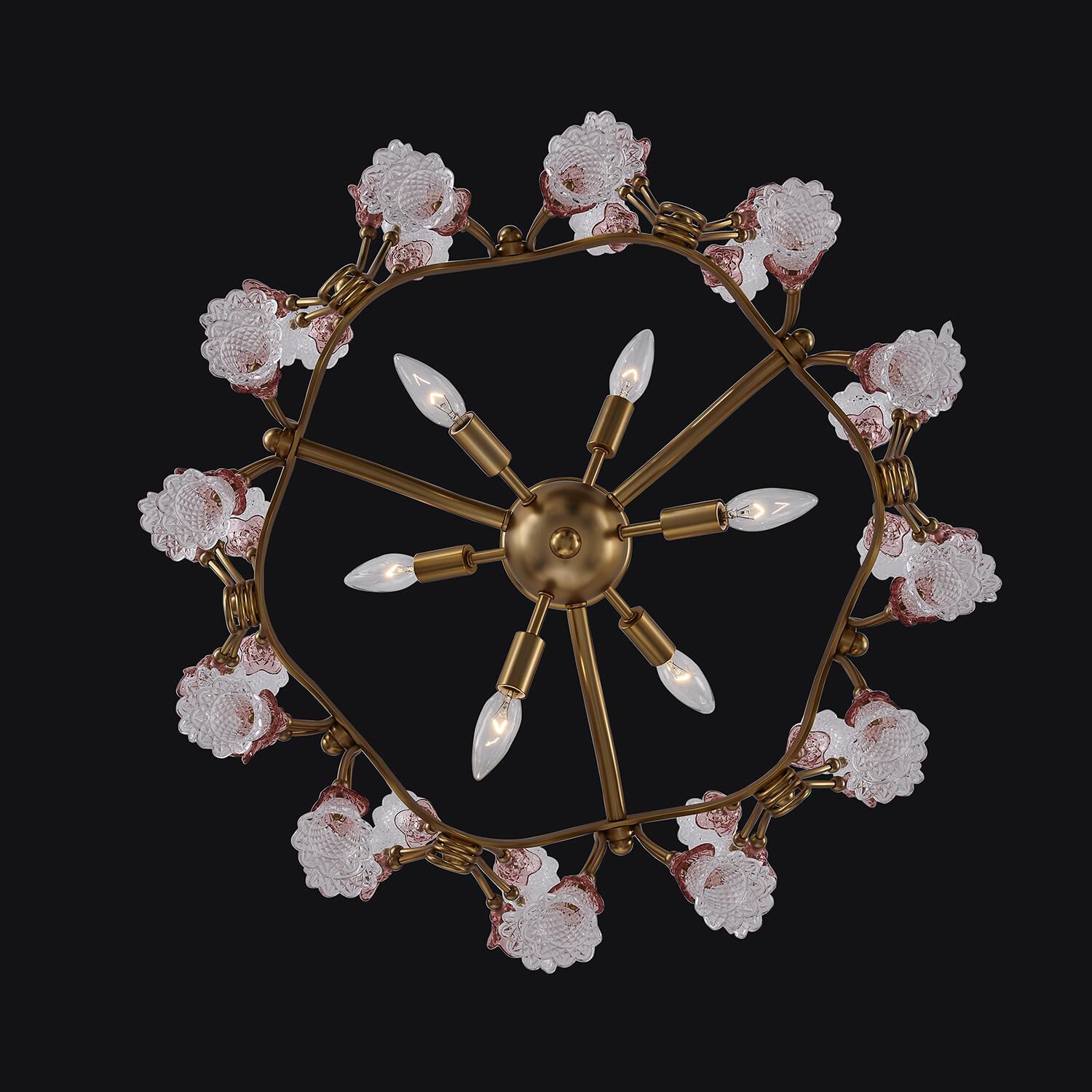 Shown in Antique Brass finish and Vintage Rose crystal