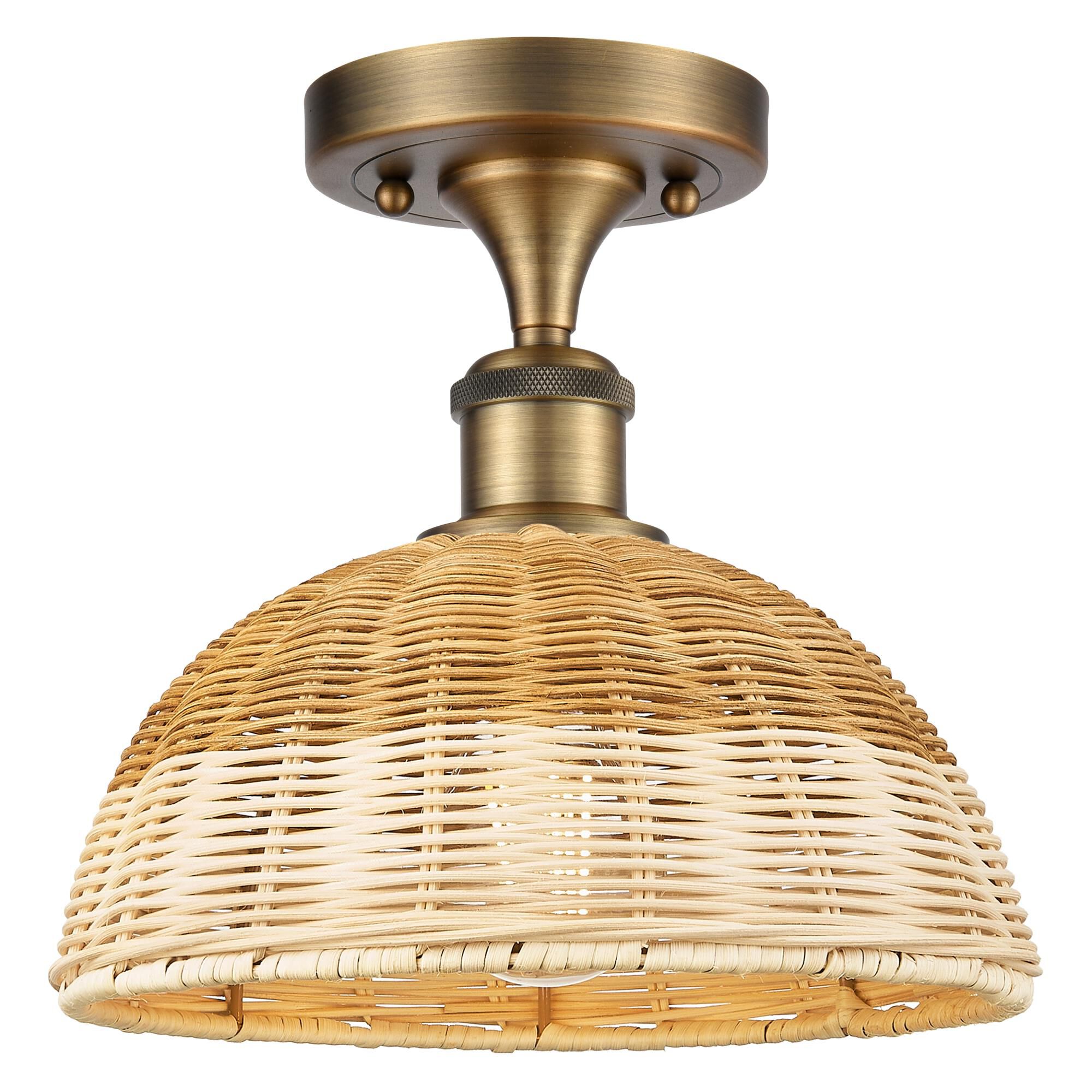 Shown in Brushed Brass finish and Natural shade