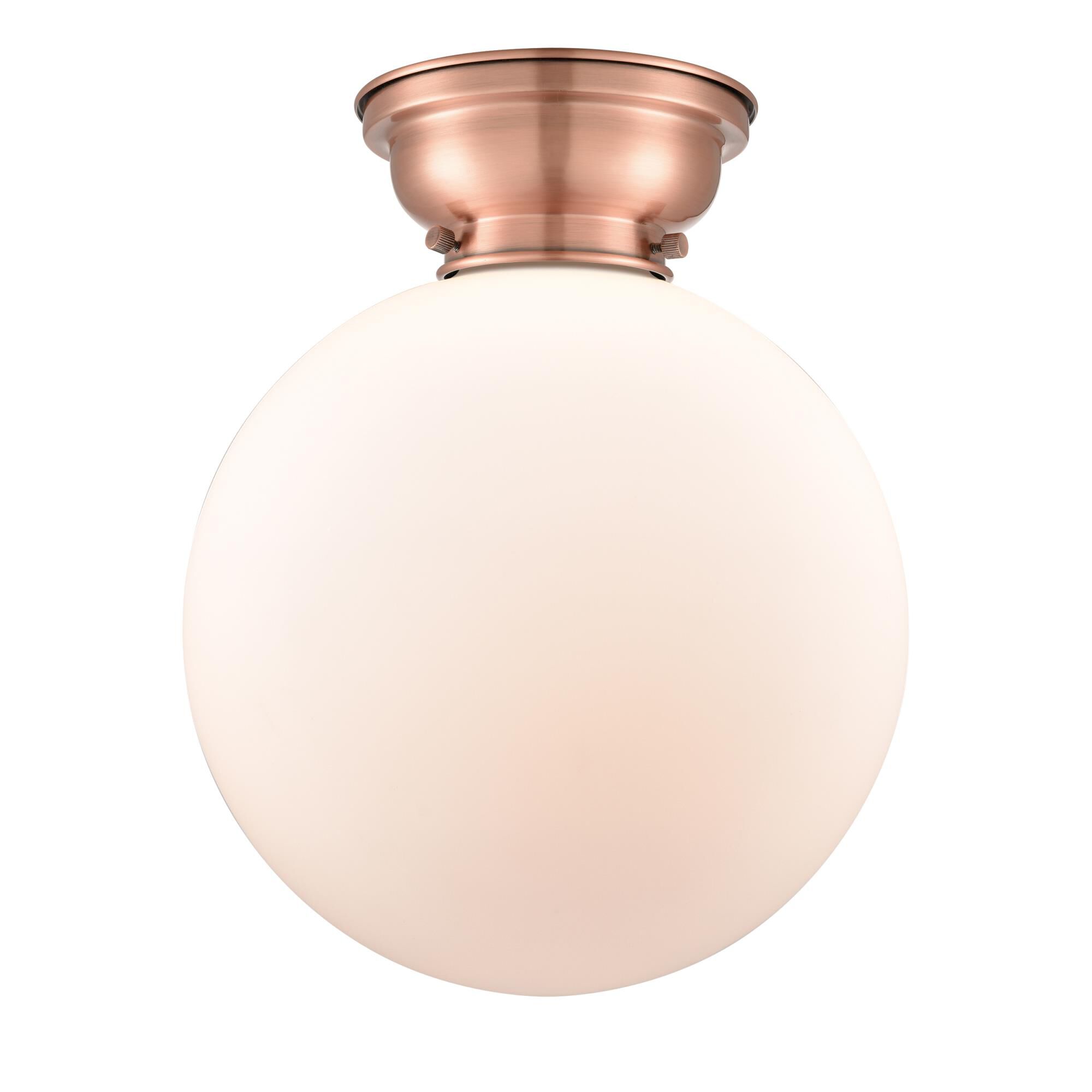 Shown in Antique Copper finish and Matte White Cased XX-Large Beacon glass